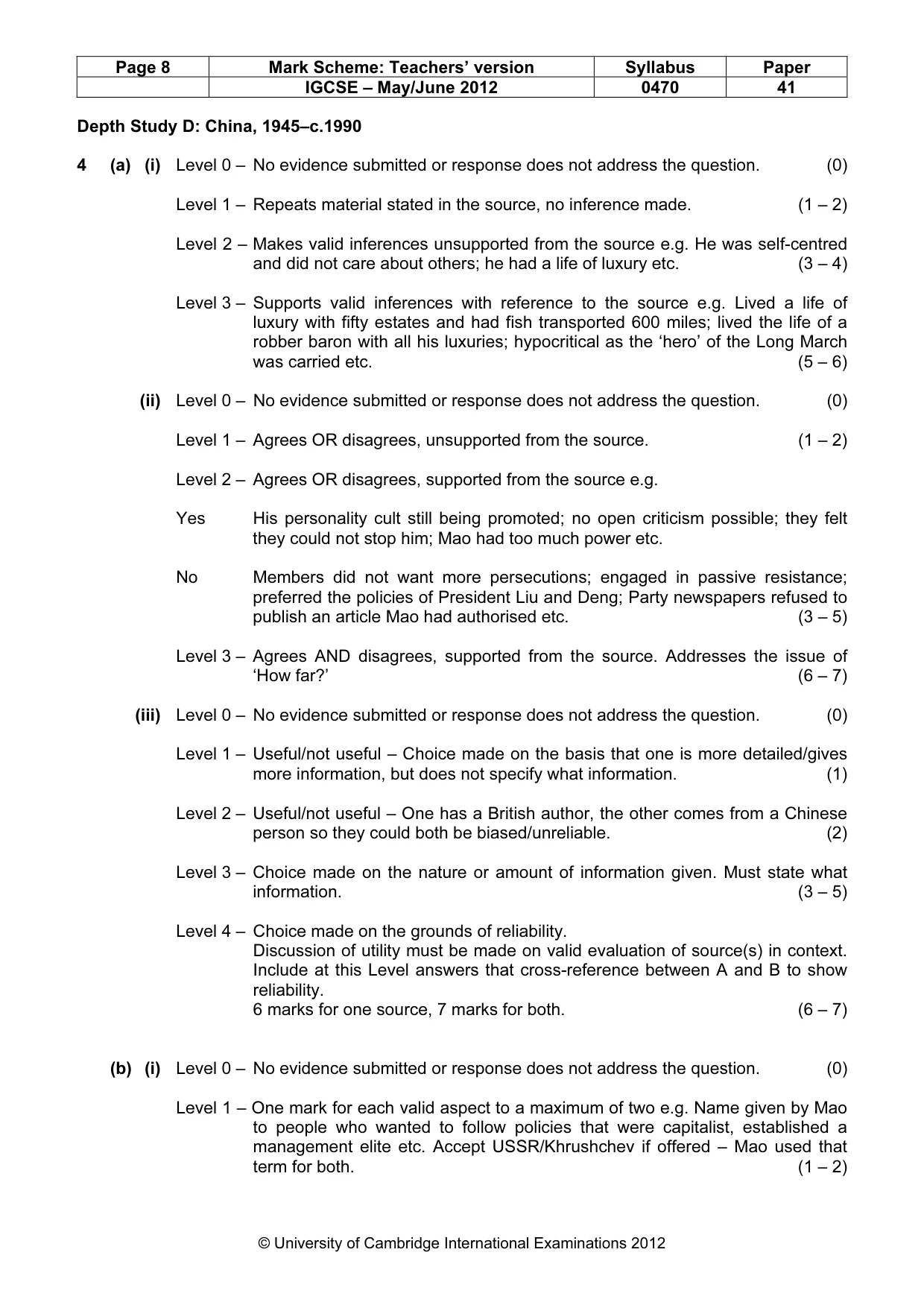 Mark scheme, page 8 of 17