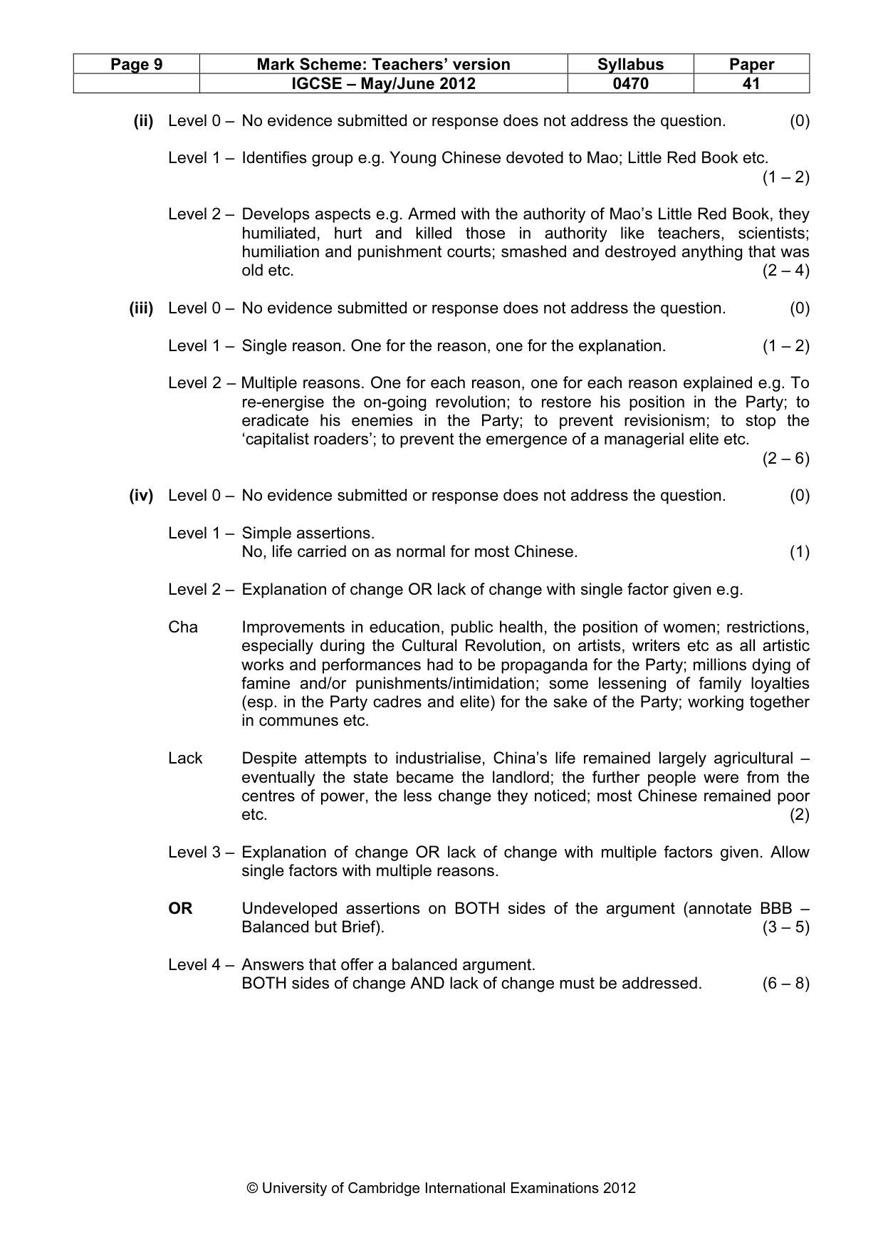 Mark scheme, page 9 of 17