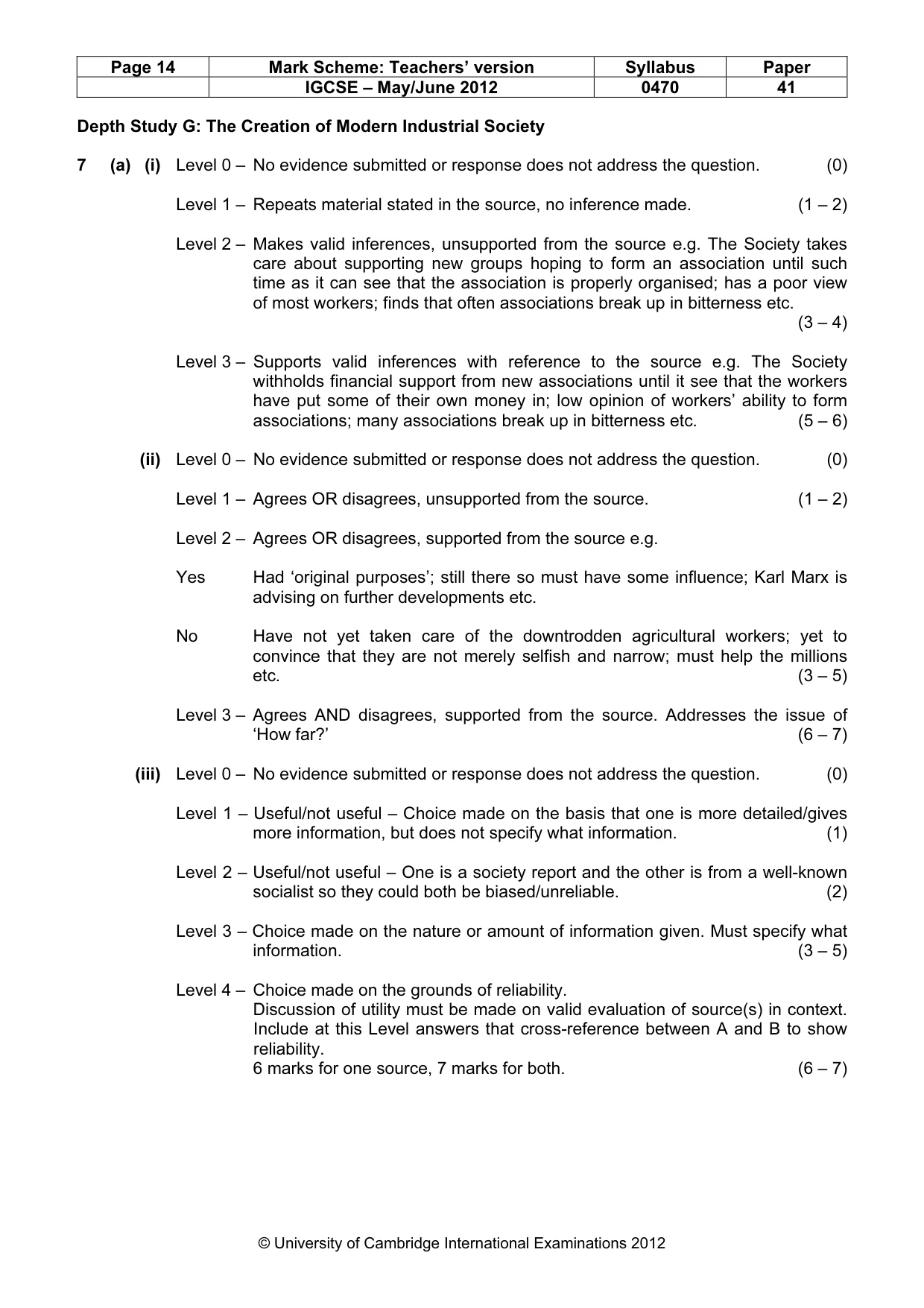 Mark scheme, page 14 of 17