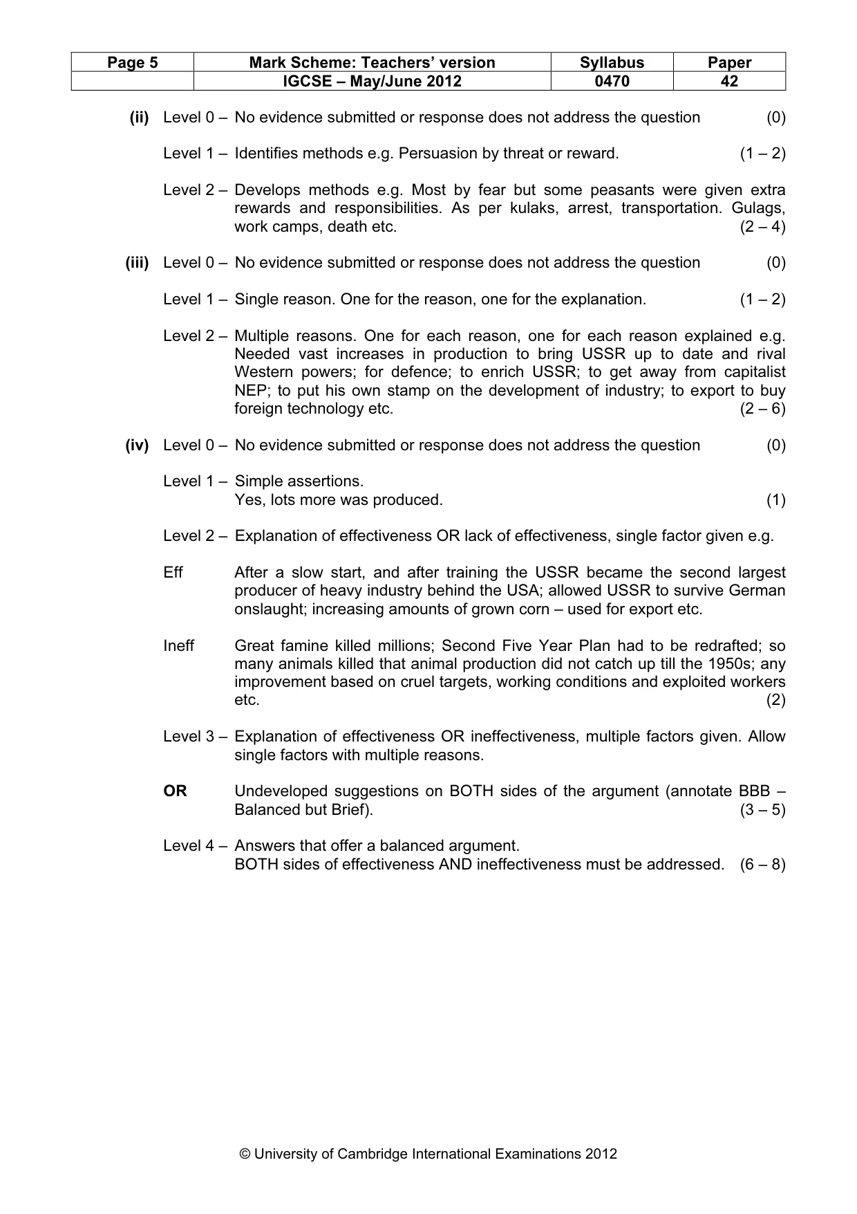 Mark scheme, page 5 of 17
