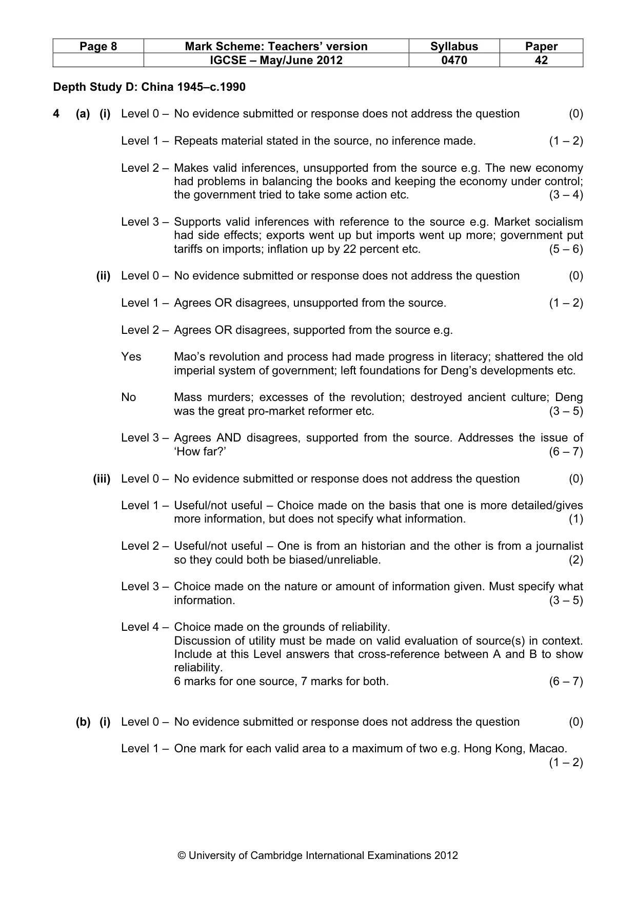 Mark scheme, page 8 of 17