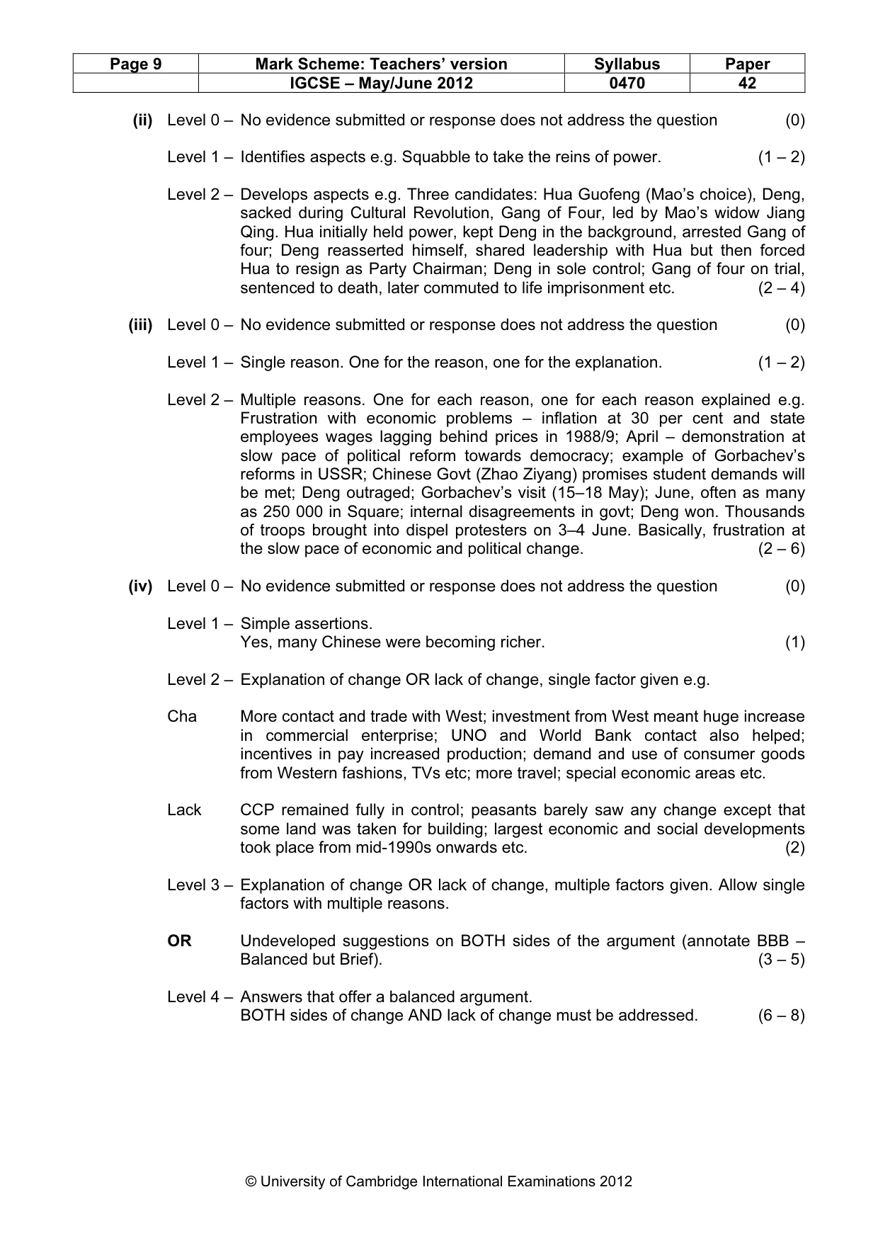 Mark scheme, page 9 of 17