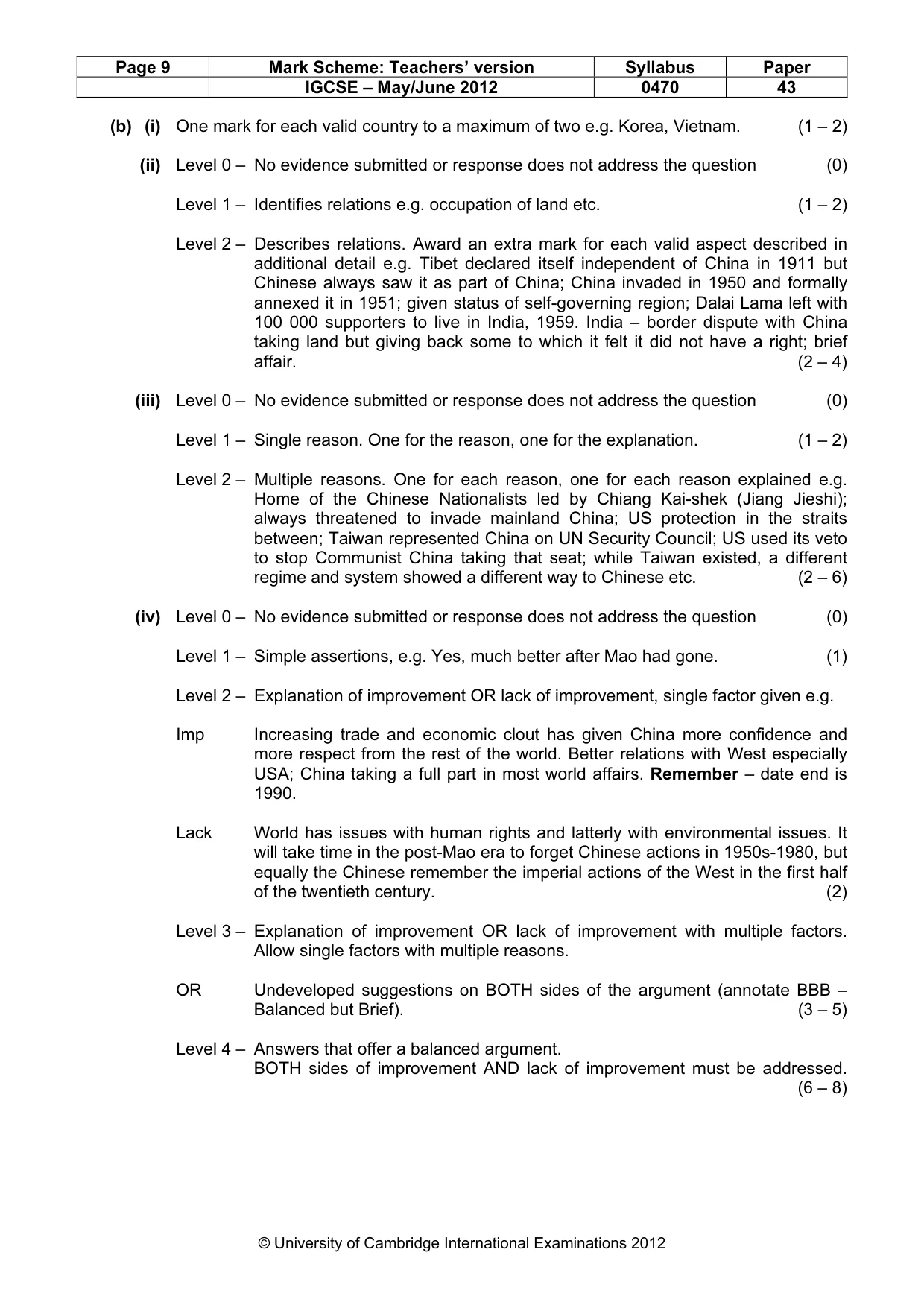 Mark scheme, page 9 of 17