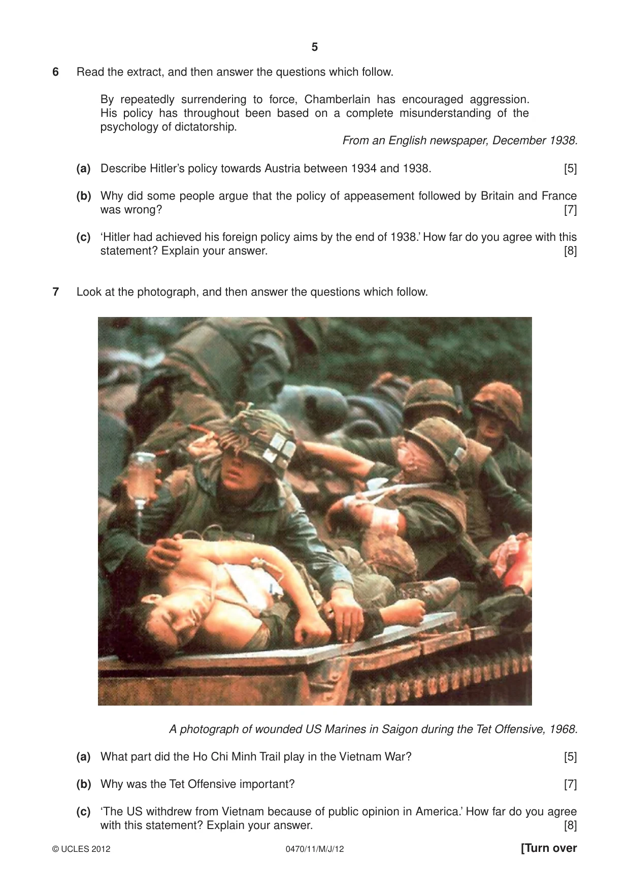 Cambridge IGCSE History 0470 2012 May/June Paper 1 · Variant 1 question paper, page 5 of 20