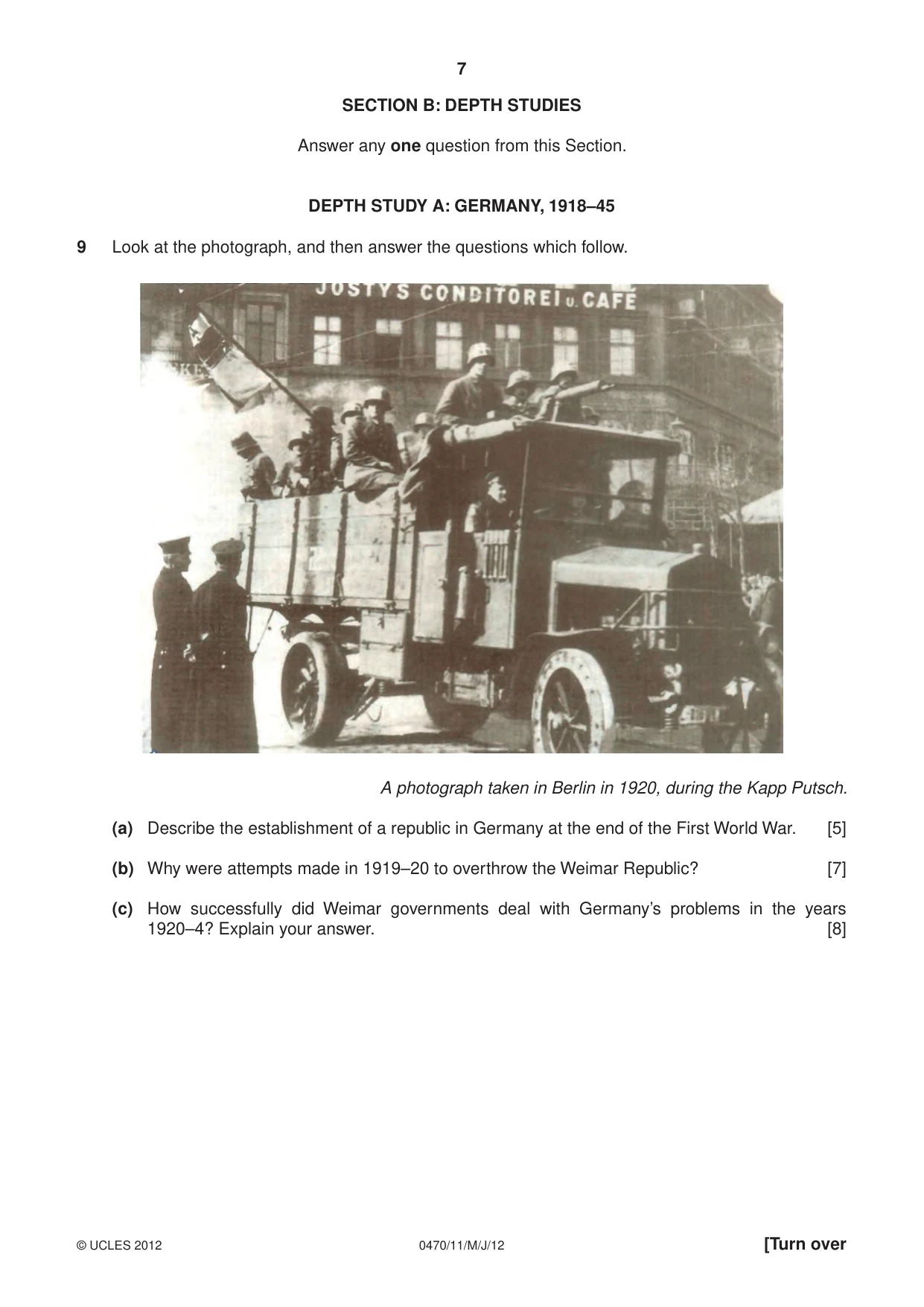 Cambridge IGCSE History 0470 2012 May/June Paper 1 · Variant 1 question paper, page 7 of 20