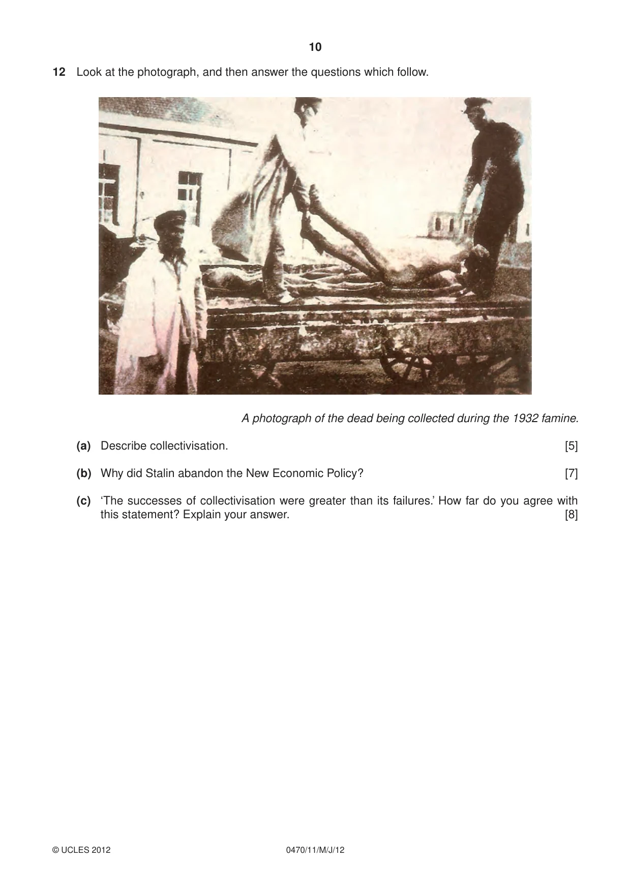 Cambridge IGCSE History 0470 2012 May/June Paper 1 · Variant 1 question paper, page 10 of 20