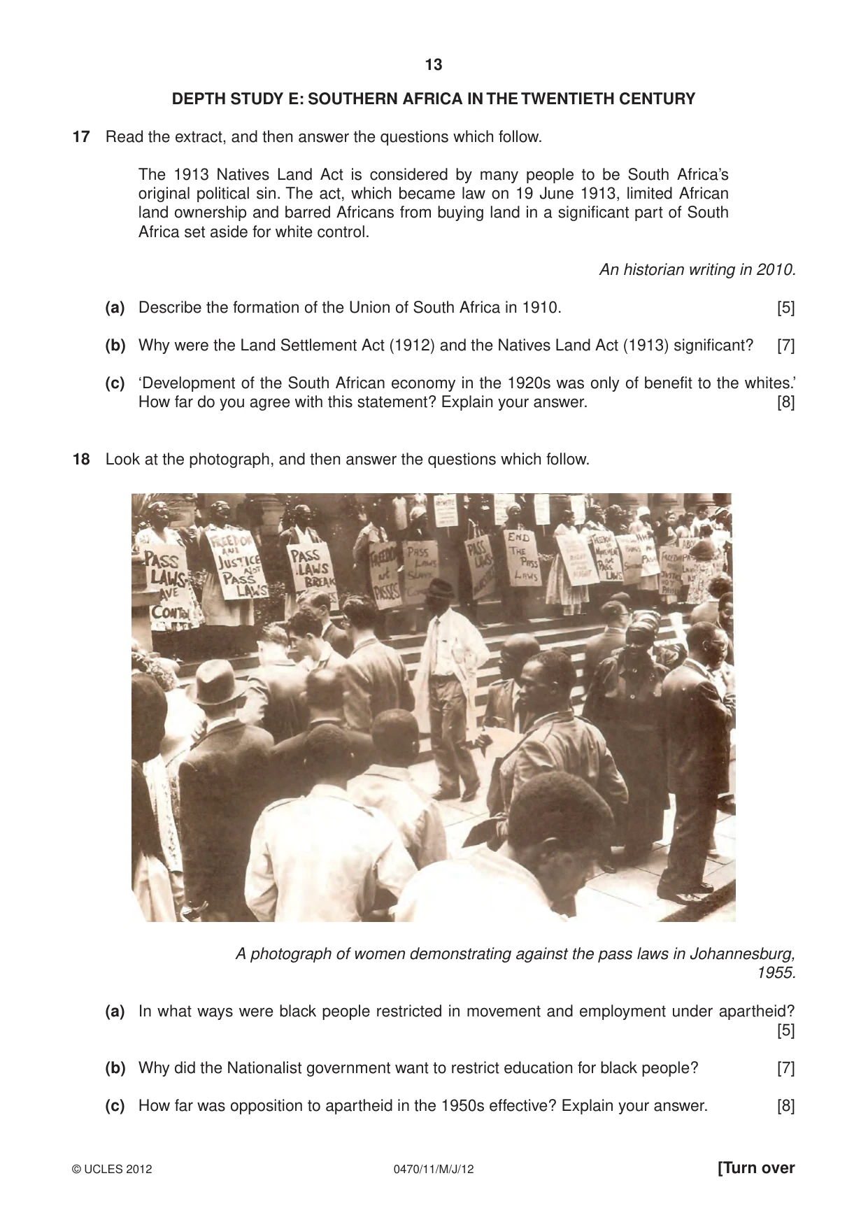 Cambridge IGCSE History 0470 2012 May/June Paper 1 · Variant 1 question paper, page 13 of 20