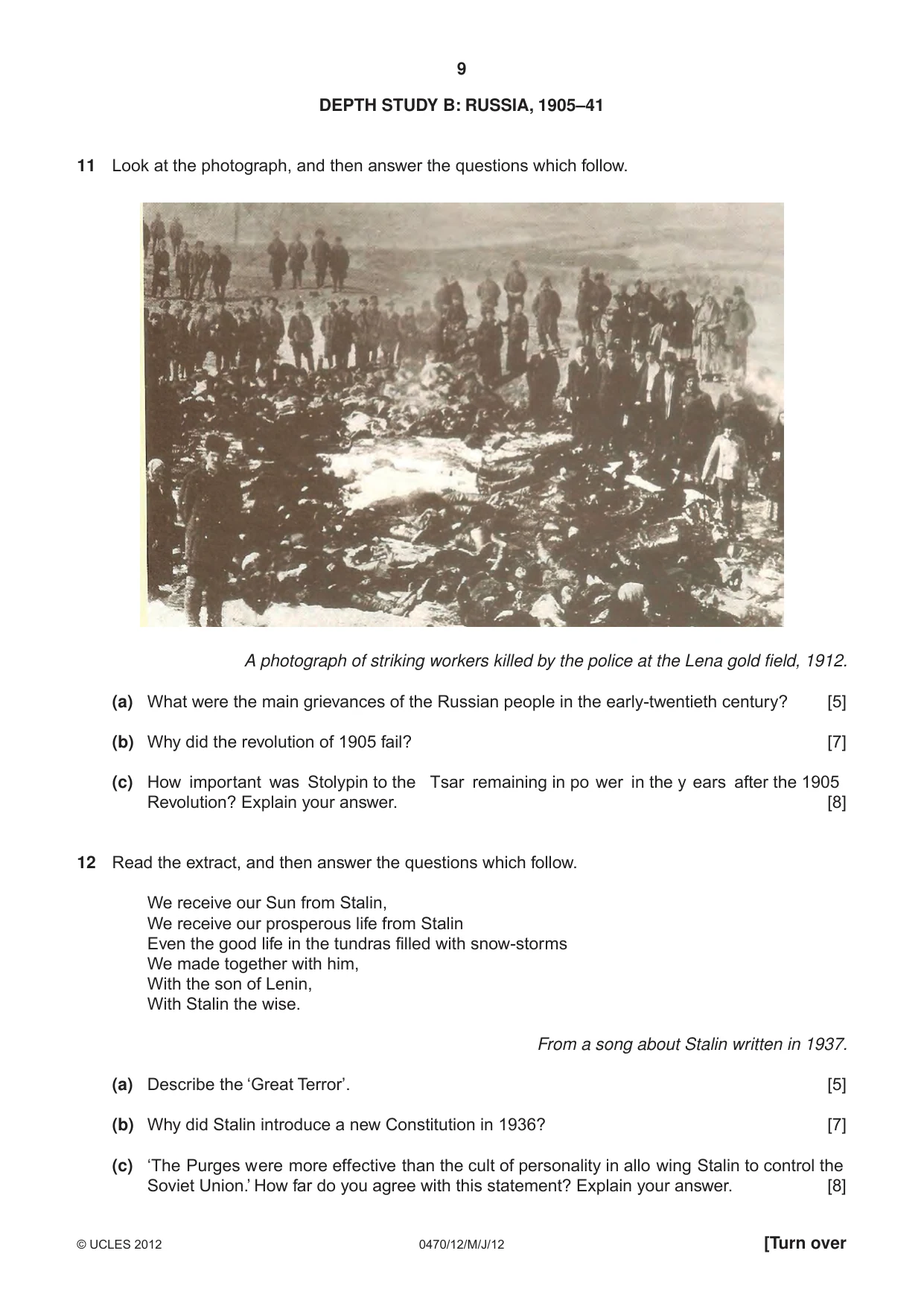 Cambridge IGCSE History 0470 2012 May/June Paper 1 · Variant 2 question paper, page 9 of 20