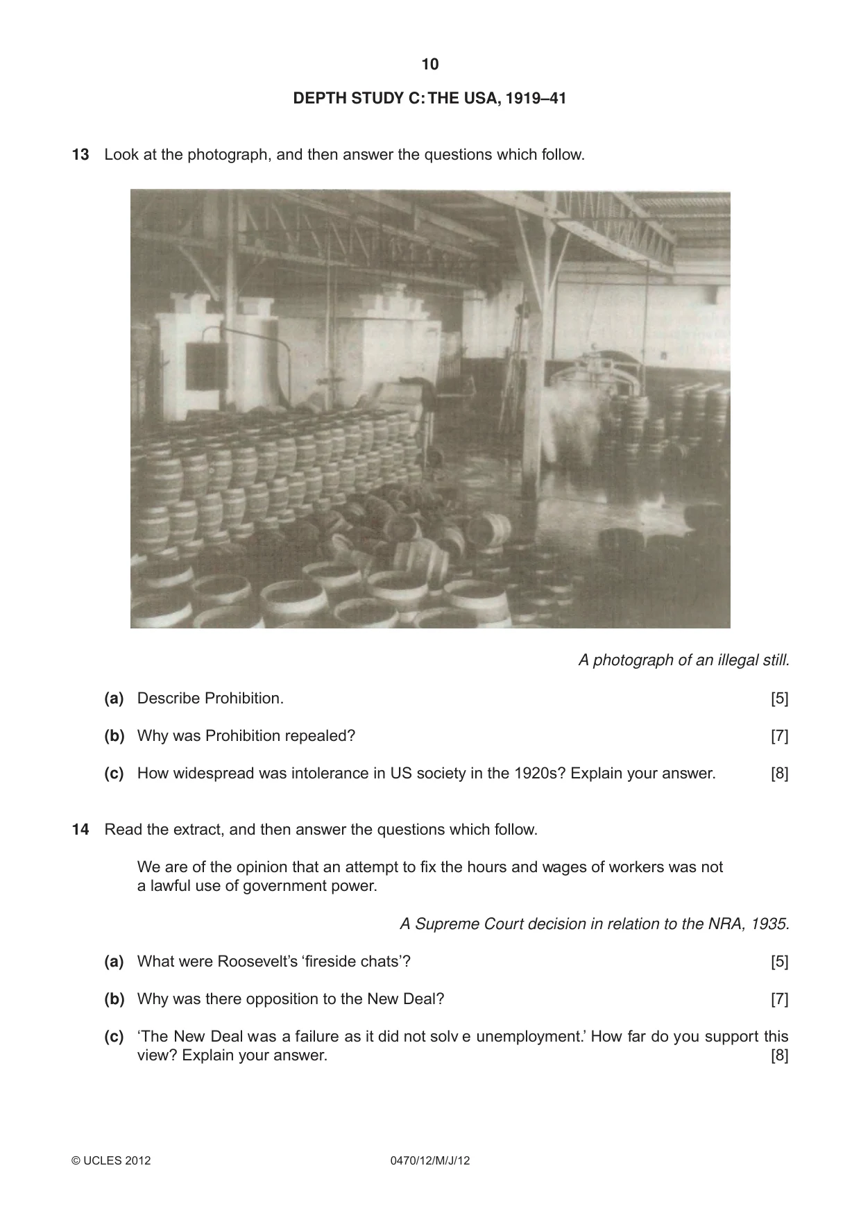 Cambridge IGCSE History 0470 2012 May/June Paper 1 · Variant 2 question paper, page 10 of 20