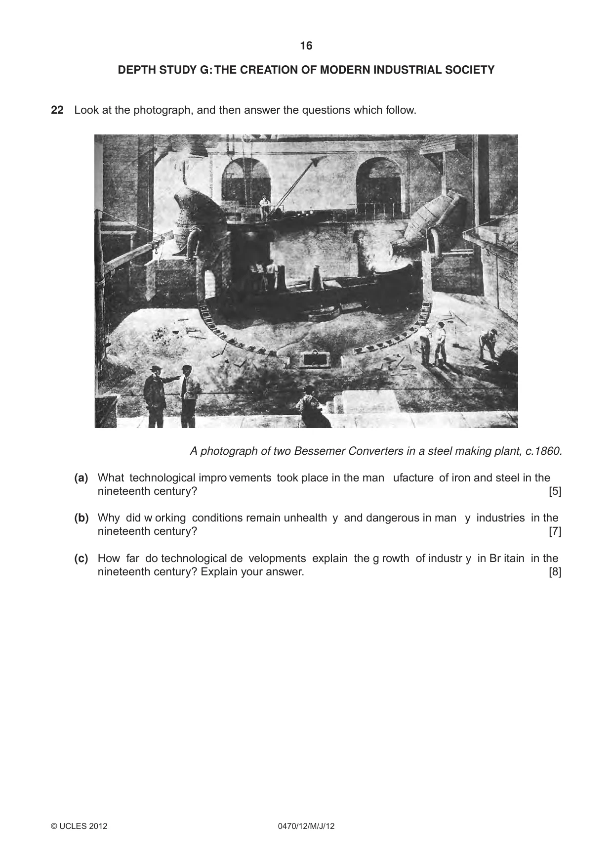 Cambridge IGCSE History 0470 2012 May/June Paper 1 · Variant 2 question paper, page 16 of 20