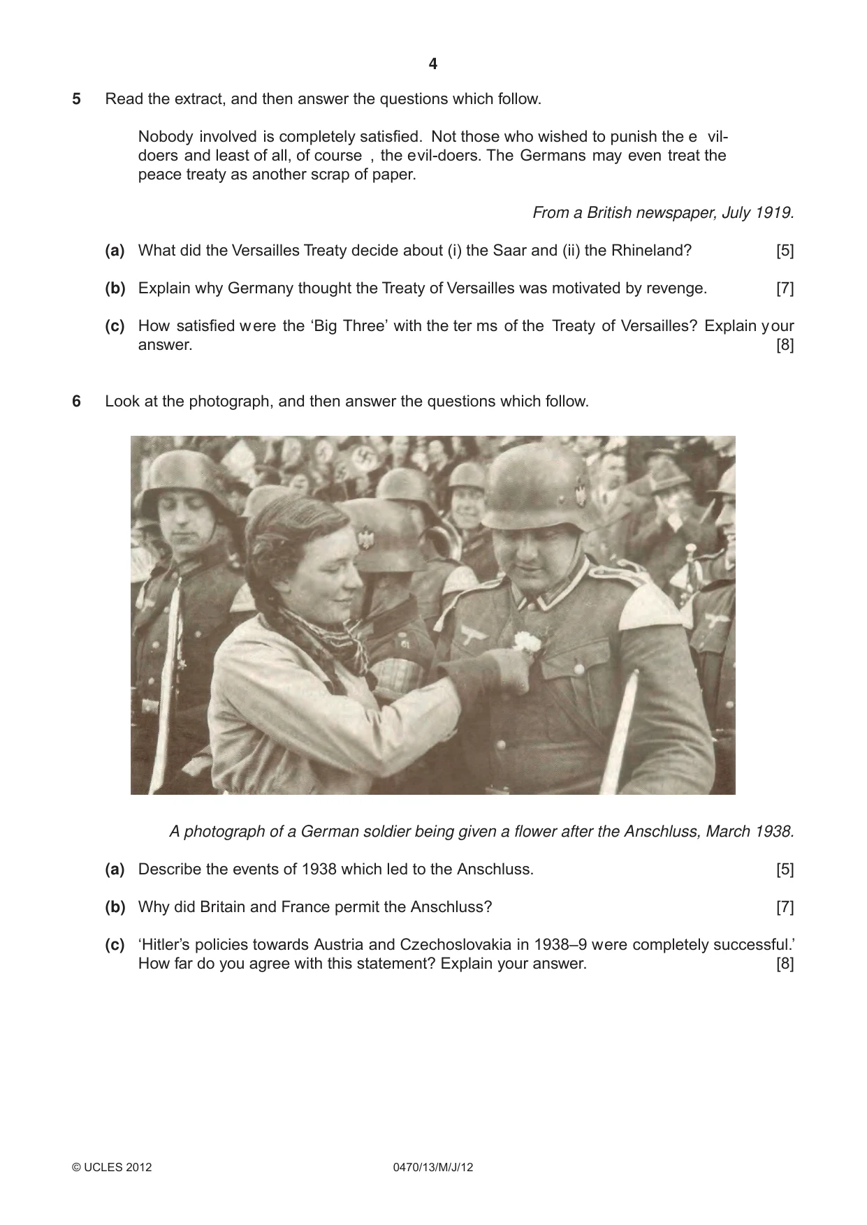 Cambridge IGCSE History 0470 2012 May/June Paper 1 · Variant 3 question paper, page 4 of 20