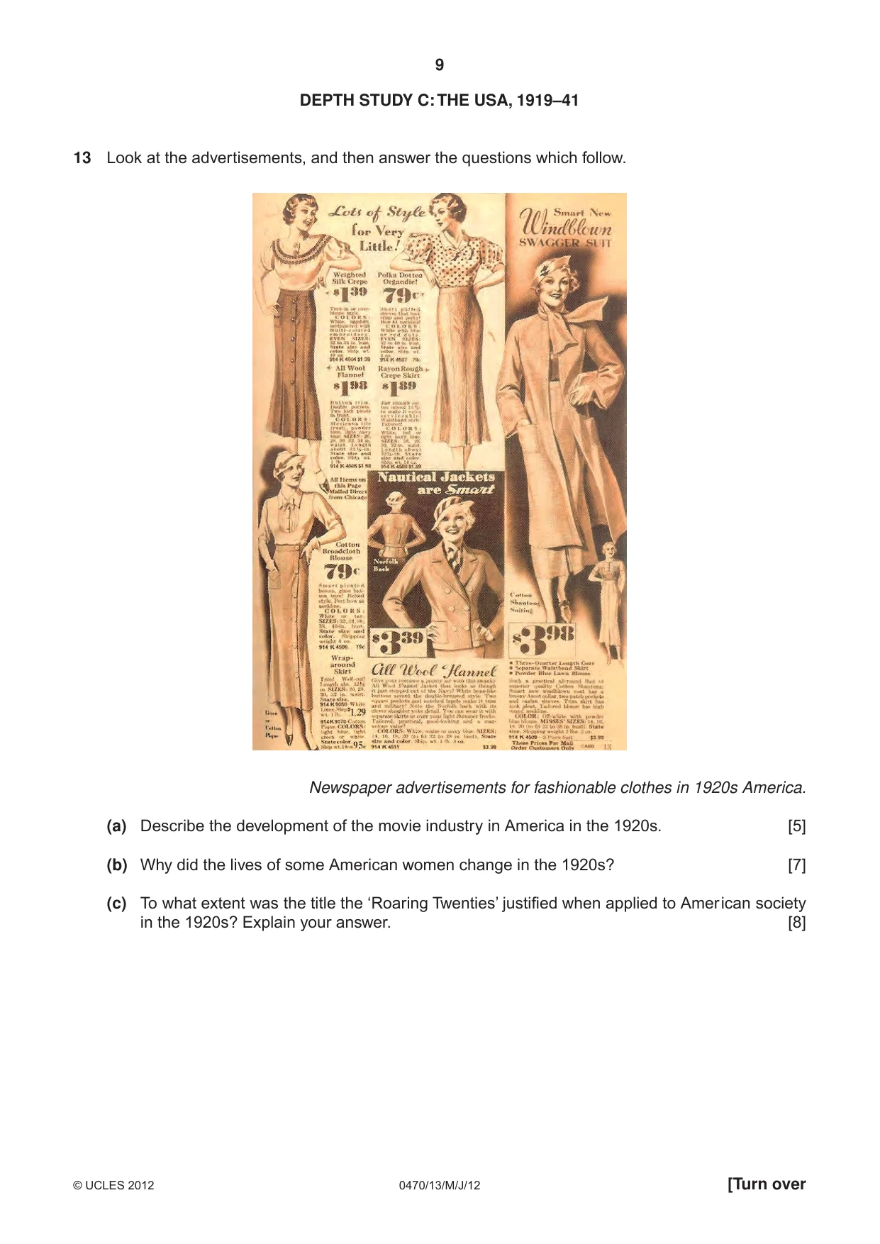 Cambridge IGCSE History 0470 2012 May/June Paper 1 · Variant 3 question paper, page 9 of 20