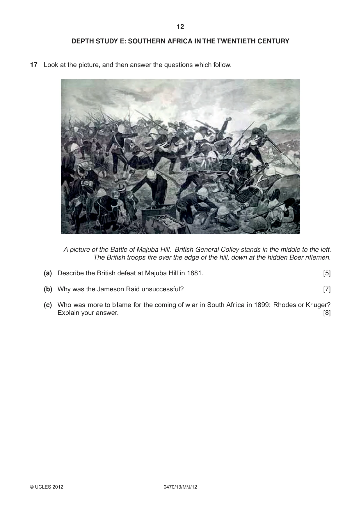 Cambridge IGCSE History 0470 2012 May/June Paper 1 · Variant 3 question paper, page 12 of 20