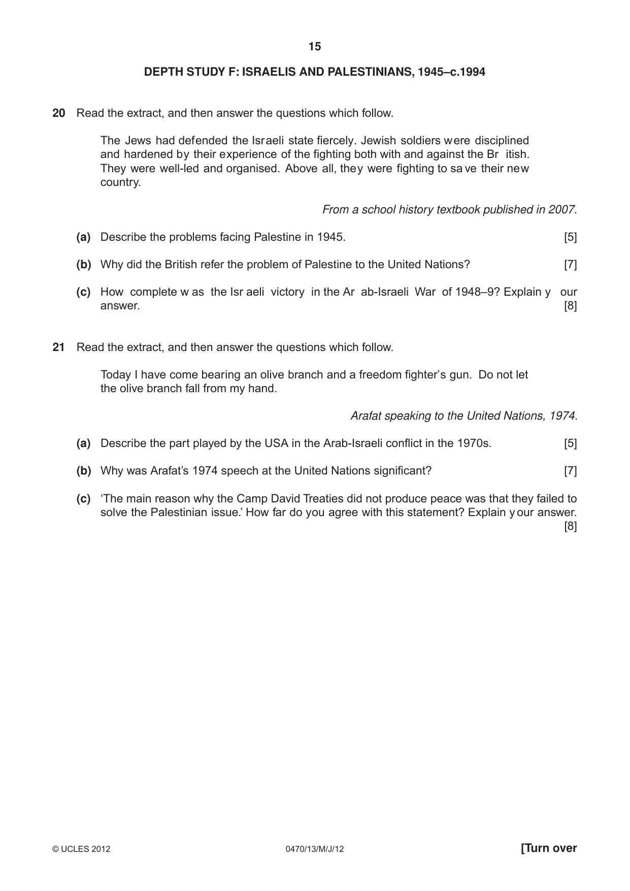 Cambridge IGCSE History 0470 2012 May/June Paper 1 · Variant 3 question paper, page 15 of 20