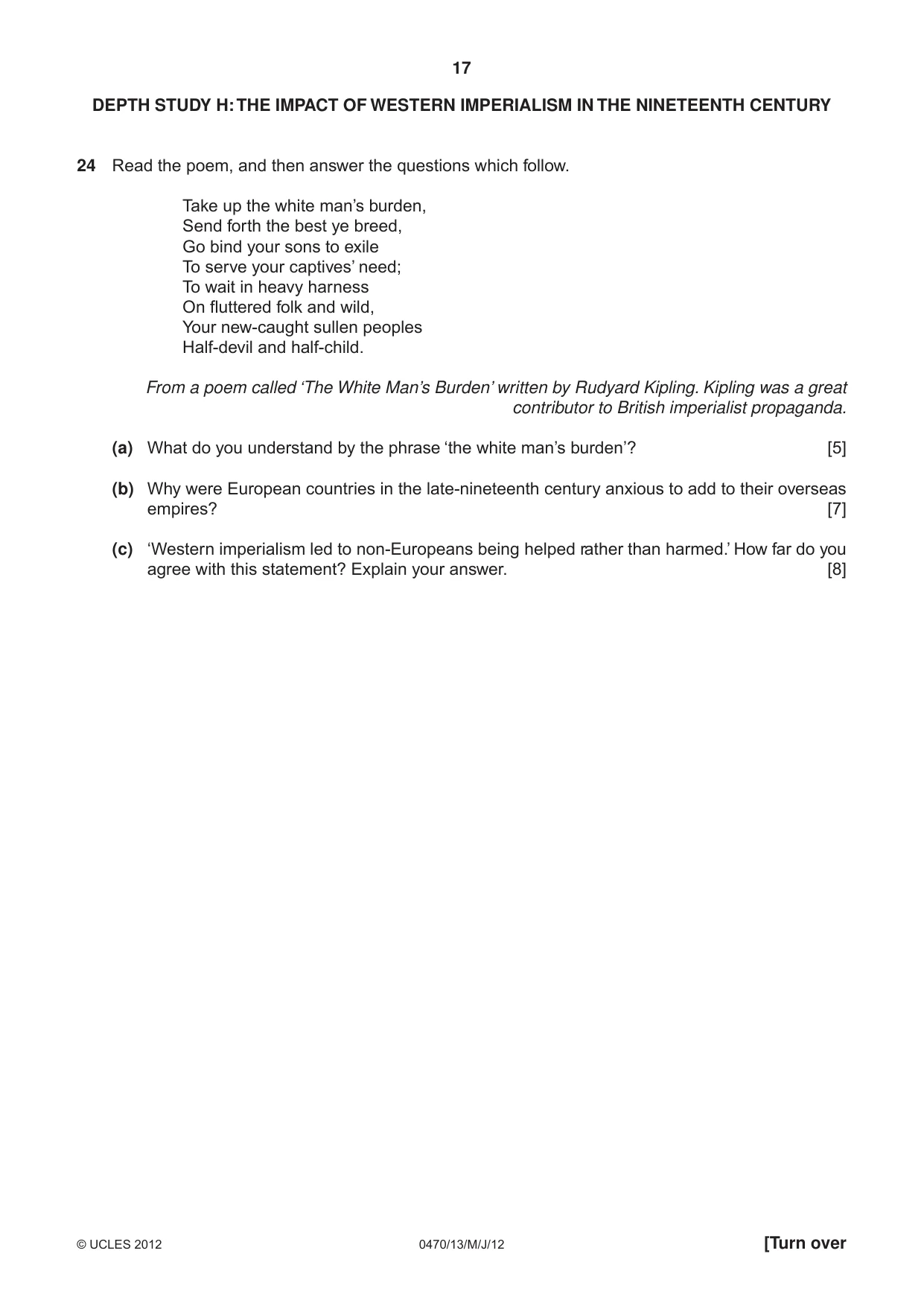 Cambridge IGCSE History 0470 2012 May/June Paper 1 · Variant 3 question paper, page 17 of 20
