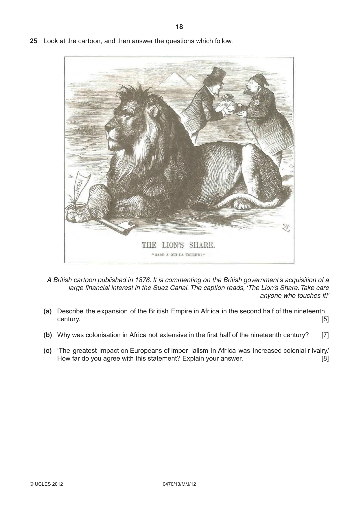Cambridge IGCSE History 0470 2012 May/June Paper 1 · Variant 3 question paper, page 18 of 20