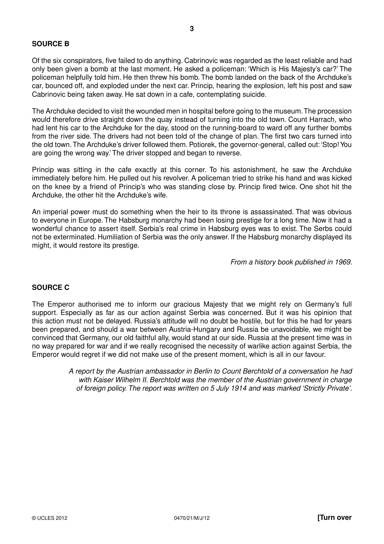 Cambridge IGCSE History 0470 2012 May/June Paper 2 · Variant 1 question paper, page 3 of 12