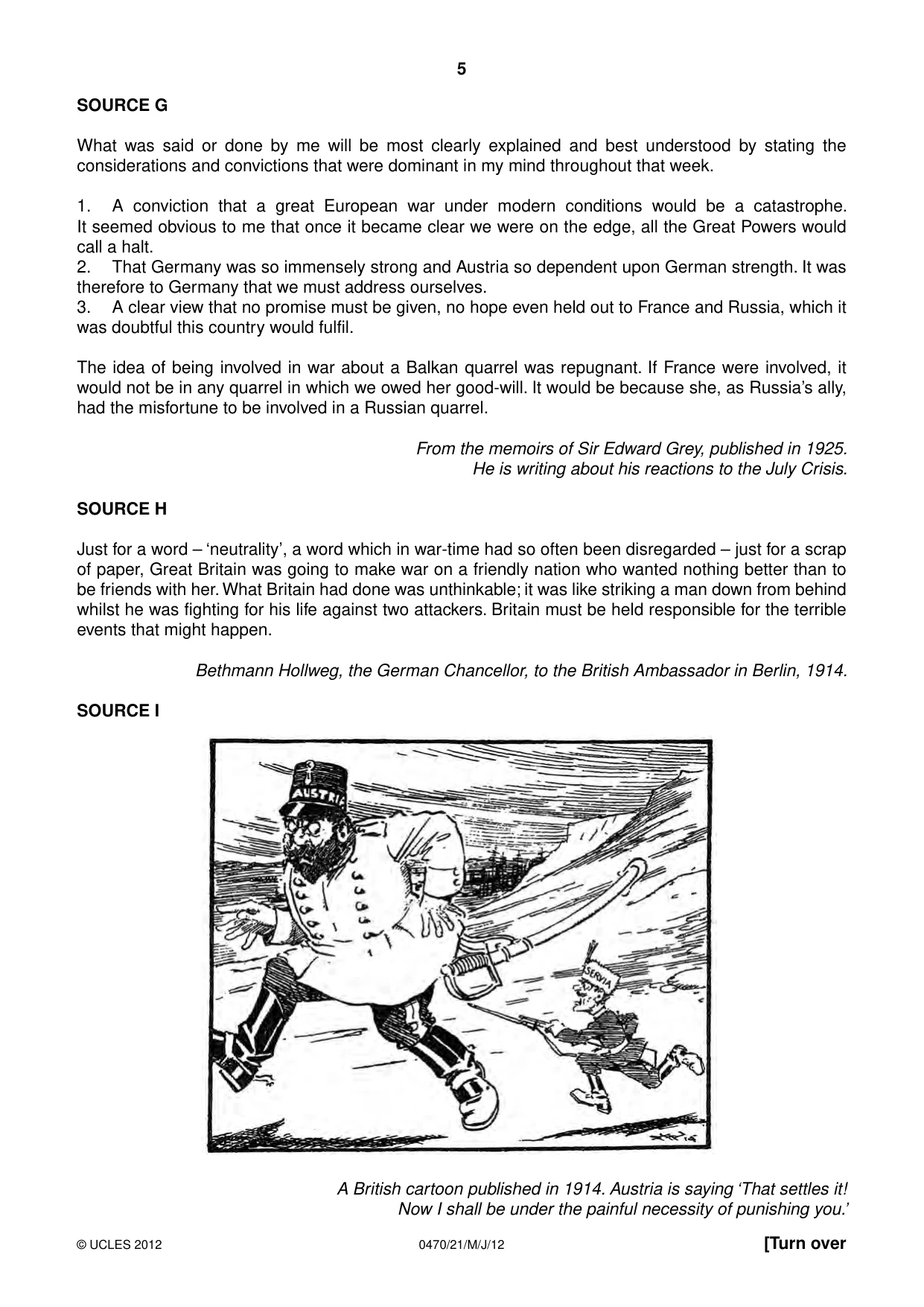 Cambridge IGCSE History 0470 2012 May/June Paper 2 · Variant 1 question paper, page 5 of 12