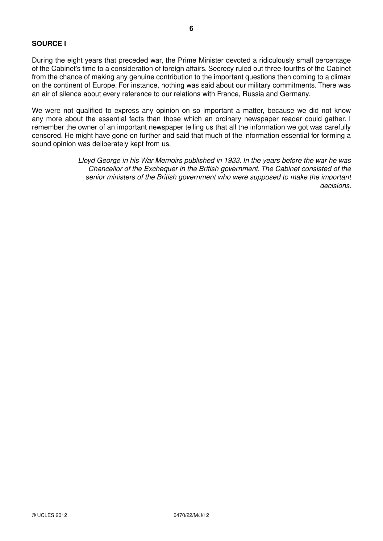 Cambridge IGCSE History 0470 2012 May/June Paper 2 · Variant 2 question paper, page 6 of 12