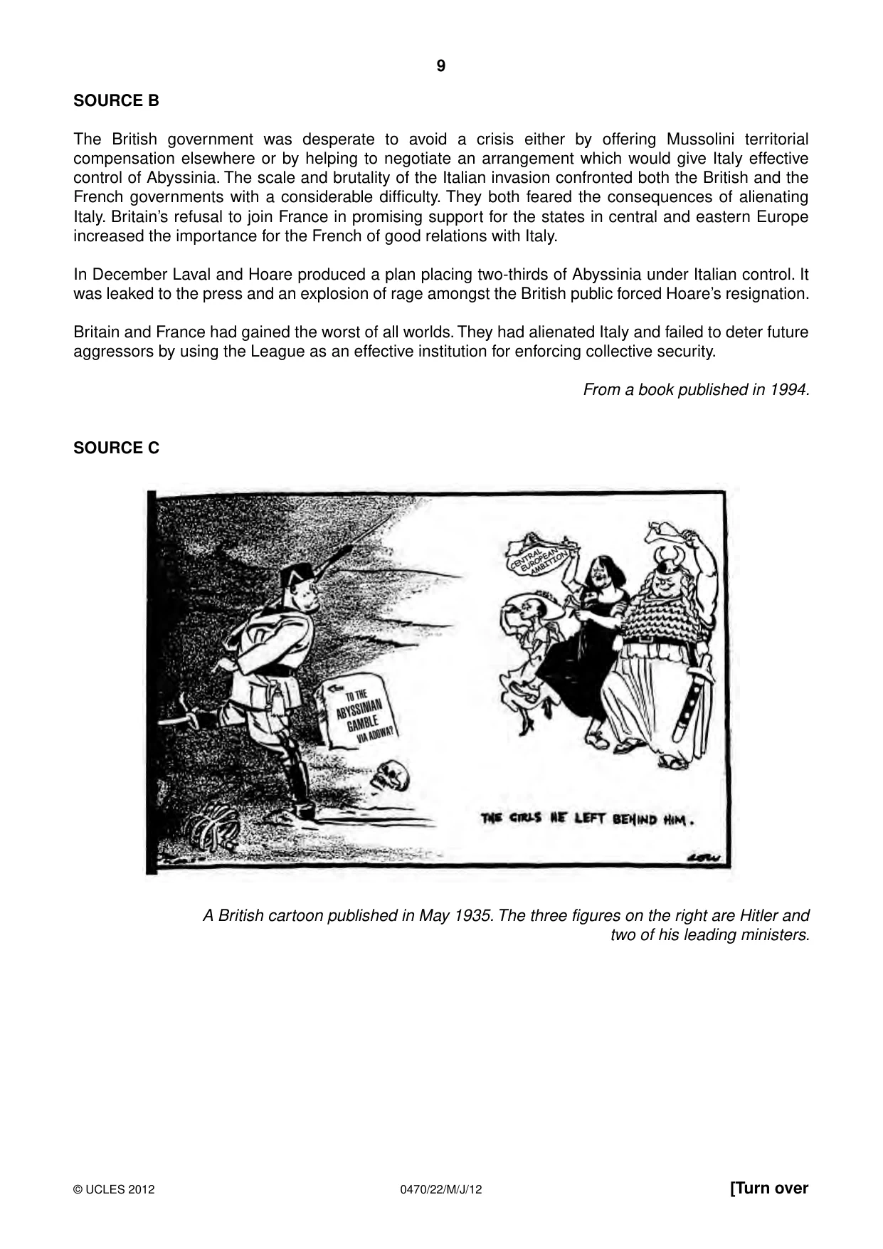 Cambridge IGCSE History 0470 2012 May/June Paper 2 · Variant 2 question paper, page 9 of 12