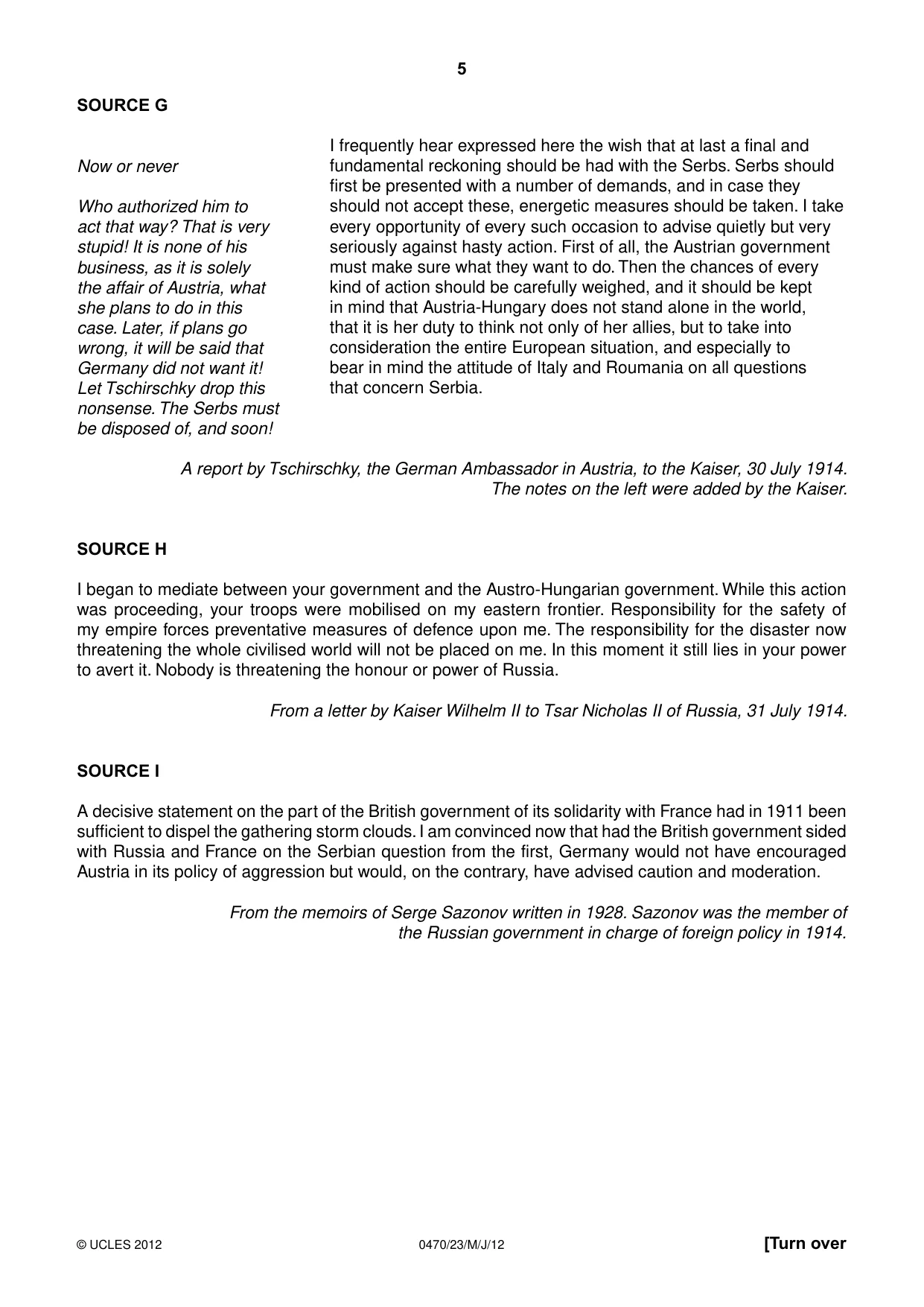 Cambridge IGCSE History 0470 2012 May/June Paper 2 · Variant 3 question paper, page 5 of 12