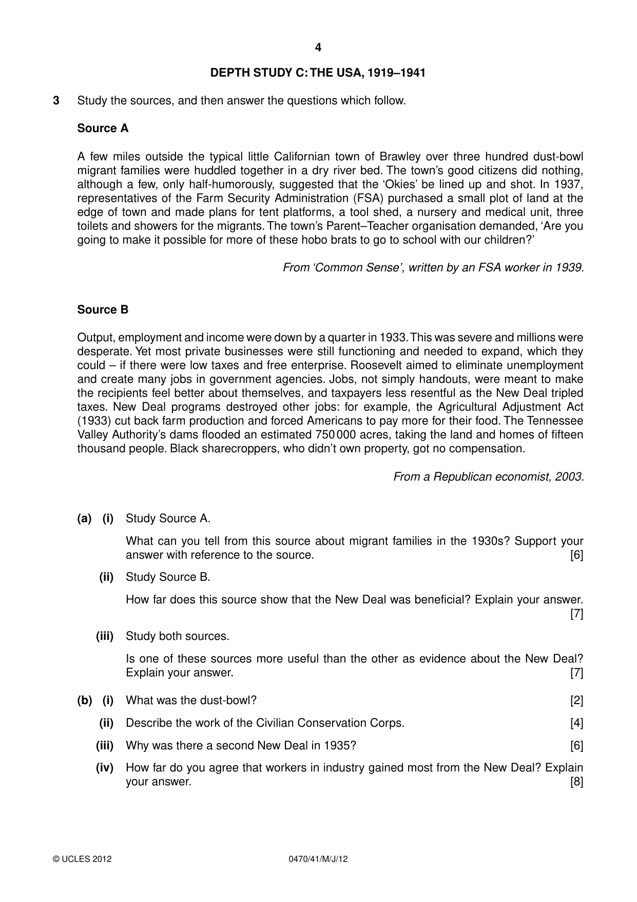 Cambridge IGCSE History 0470 2012 May/June Paper 4 · Variant 1 question paper, page 4 of 12