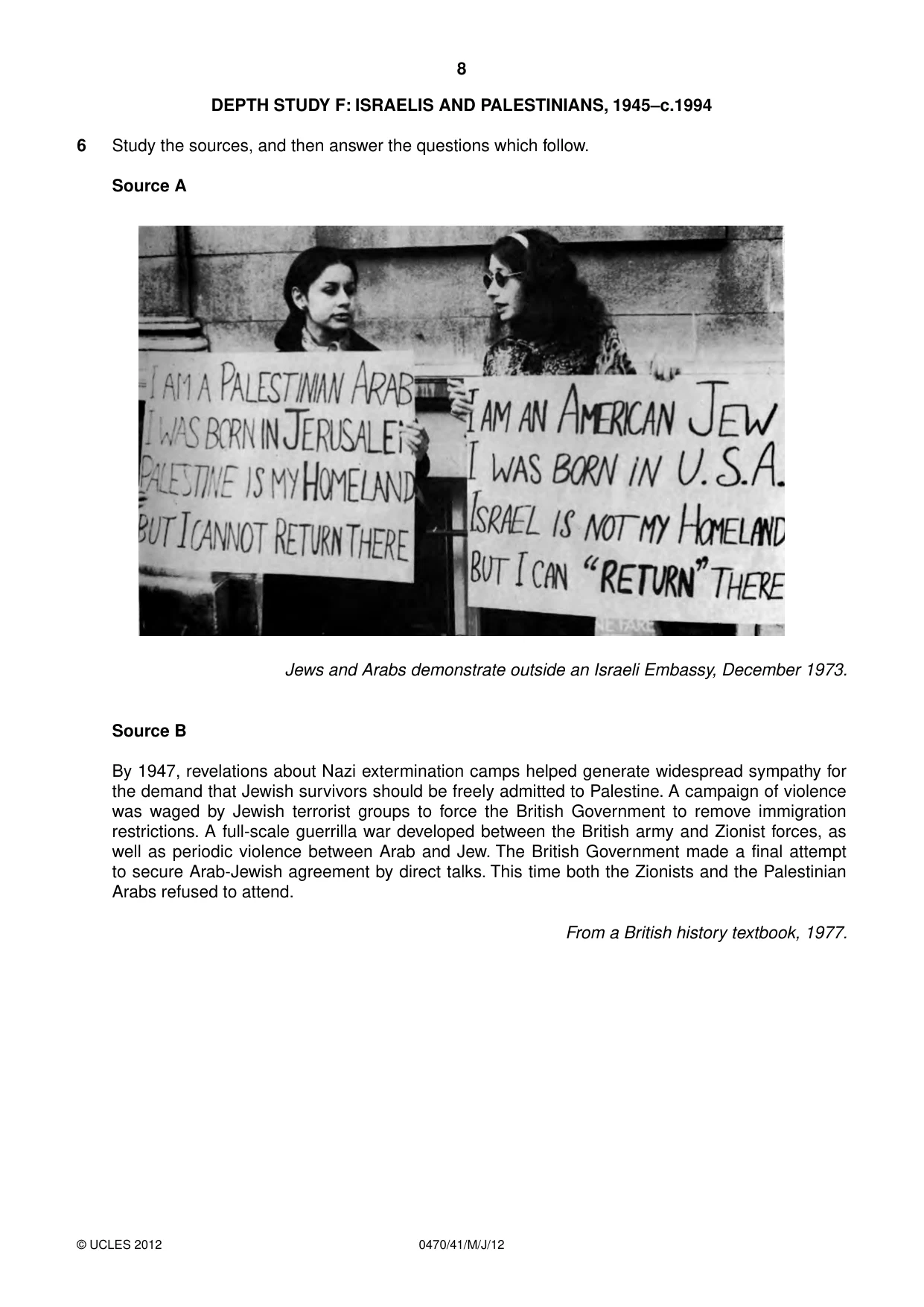 Cambridge IGCSE History 0470 2012 May/June Paper 4 · Variant 1 question paper, page 8 of 12