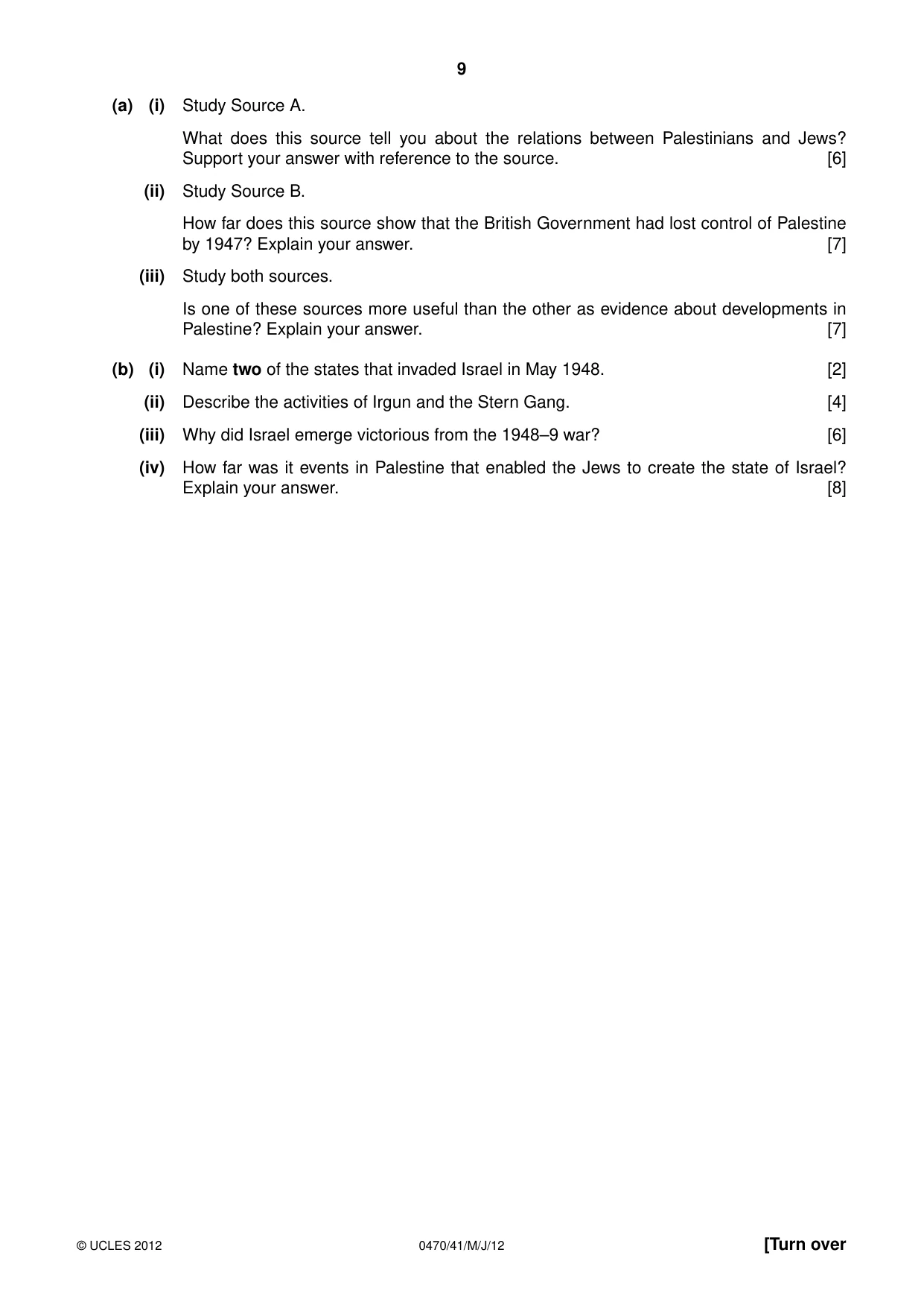 Cambridge IGCSE History 0470 2012 May/June Paper 4 · Variant 1 question paper, page 9 of 12