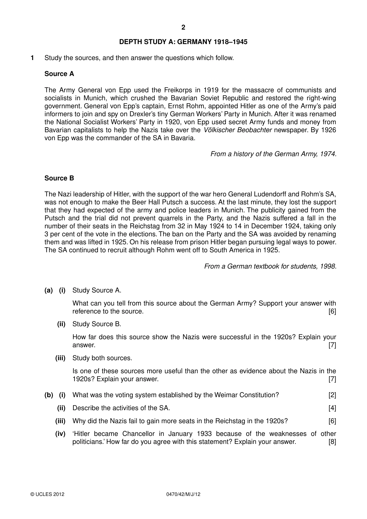 Cambridge IGCSE History 0470 2012 May/June Paper 4 · Variant 2 question paper, page 2 of 12