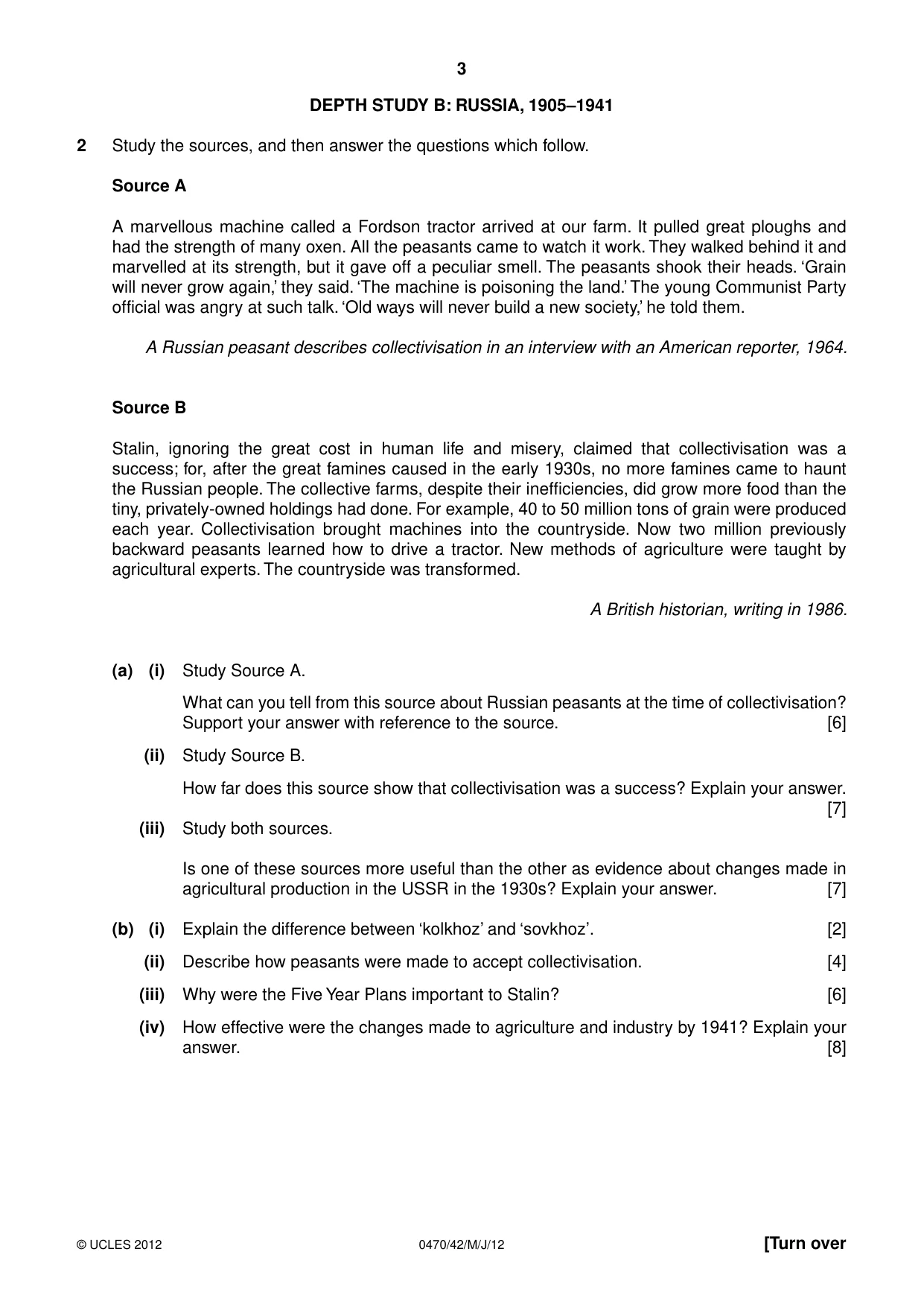 Cambridge IGCSE History 0470 2012 May/June Paper 4 · Variant 2 question paper, page 3 of 12