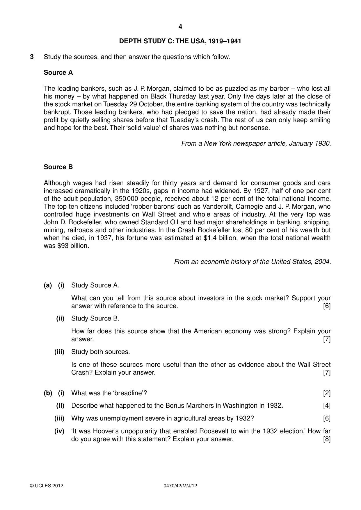 Cambridge IGCSE History 0470 2012 May/June Paper 4 · Variant 2 question paper, page 4 of 12