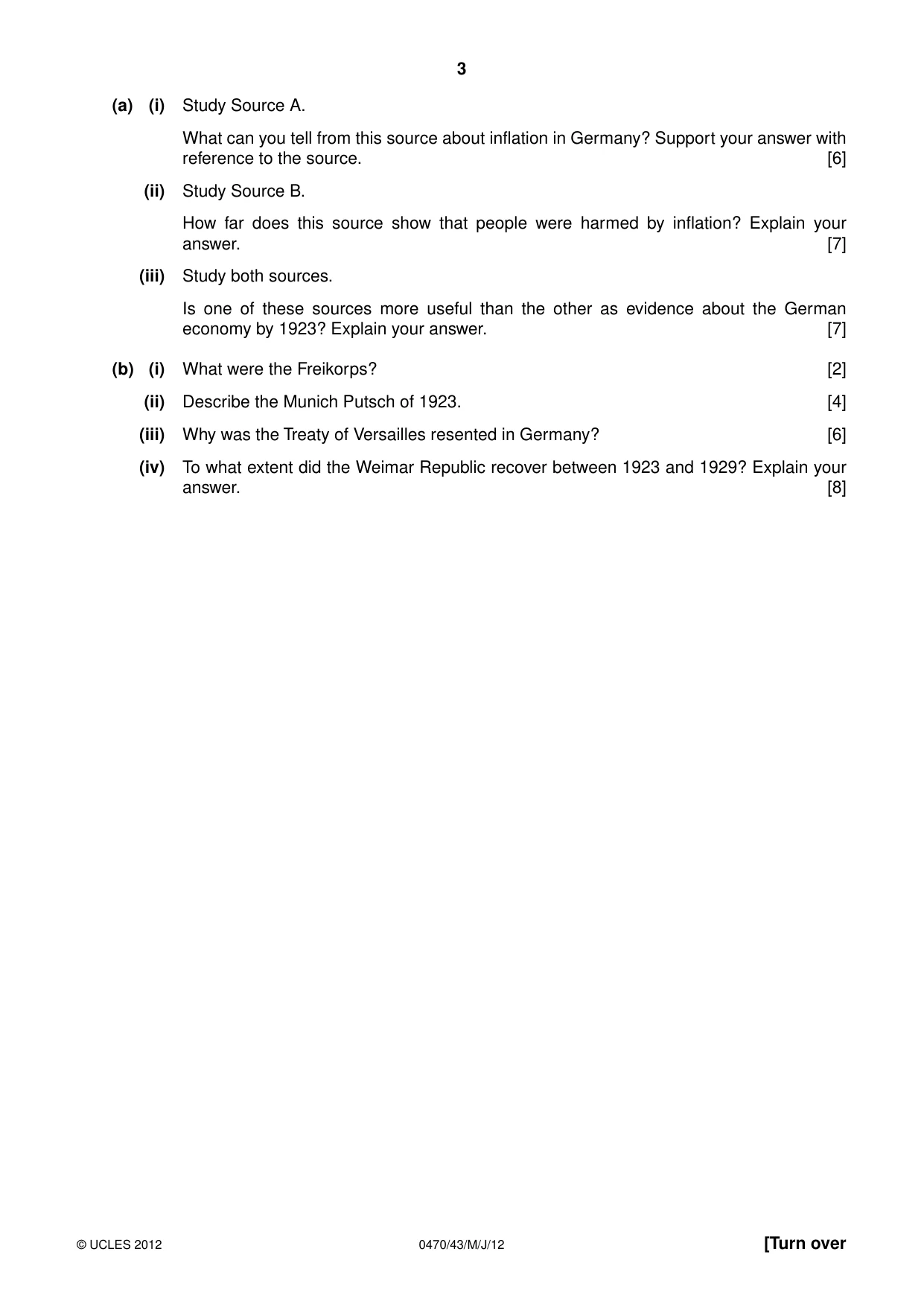 Cambridge IGCSE History 0470 2012 May/June Paper 4 · Variant 3 question paper, page 3 of 12