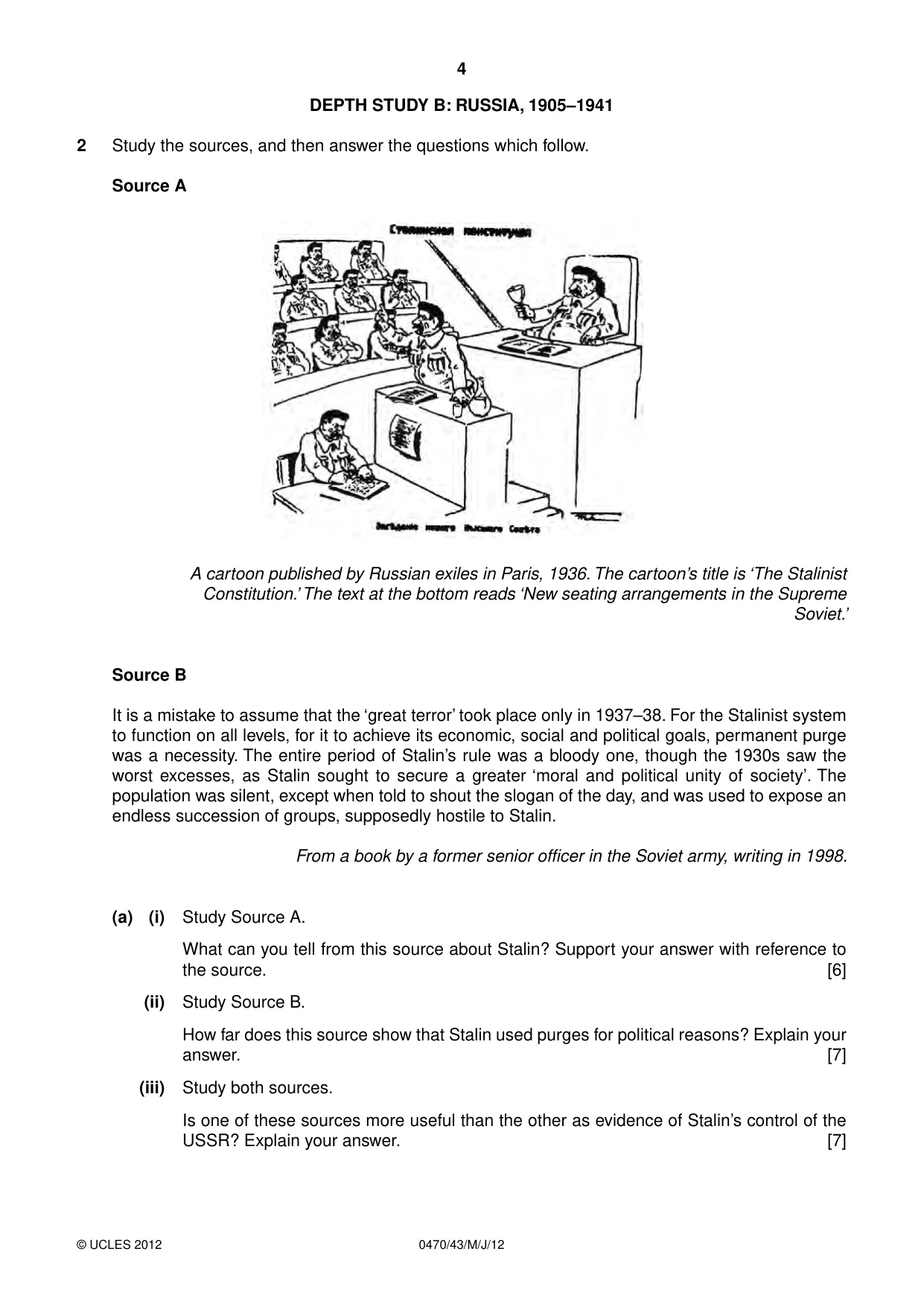 Cambridge IGCSE History 0470 2012 May/June Paper 4 · Variant 3 question paper, page 4 of 12
