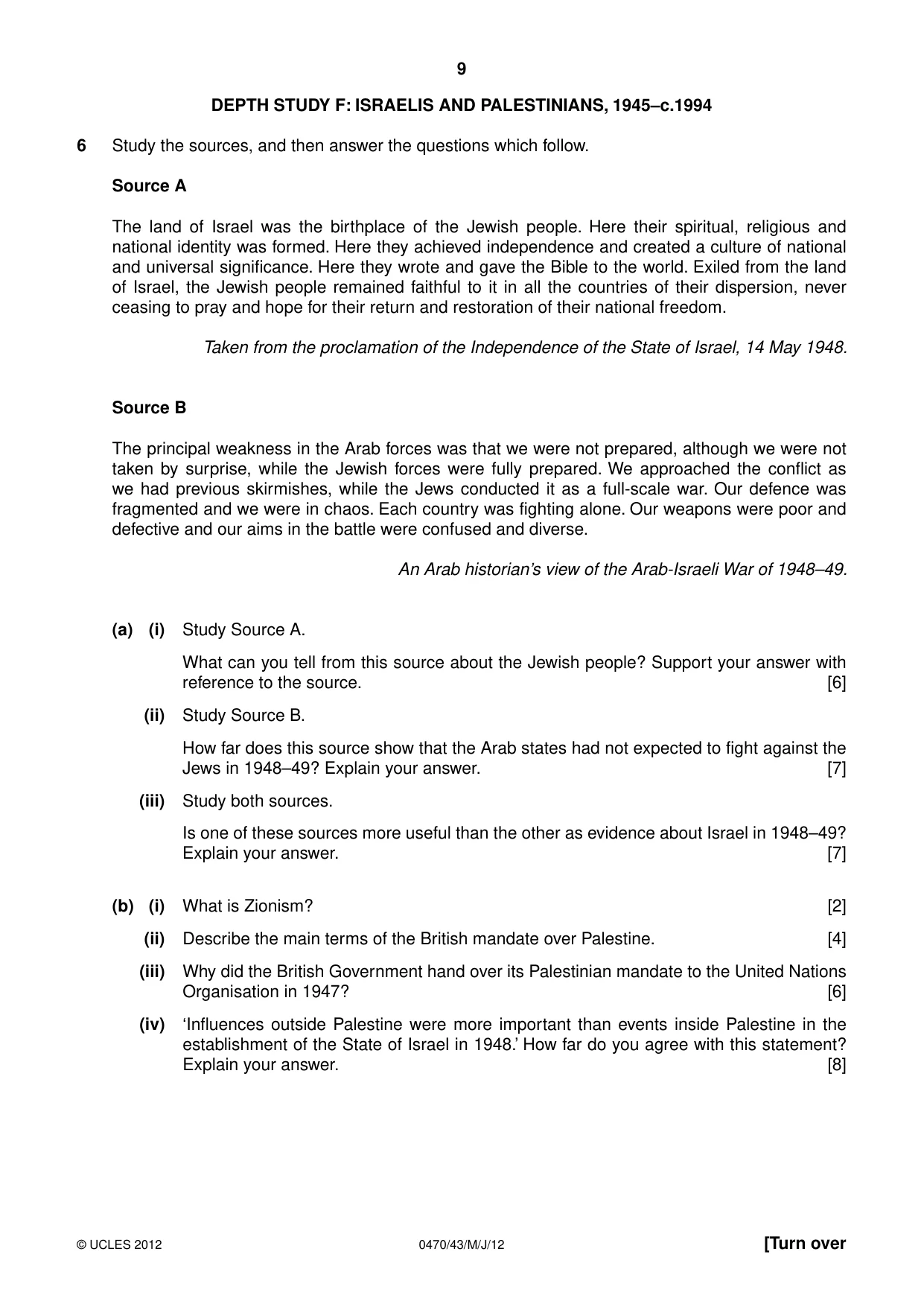 Cambridge IGCSE History 0470 2012 May/June Paper 4 · Variant 3 question paper, page 9 of 12