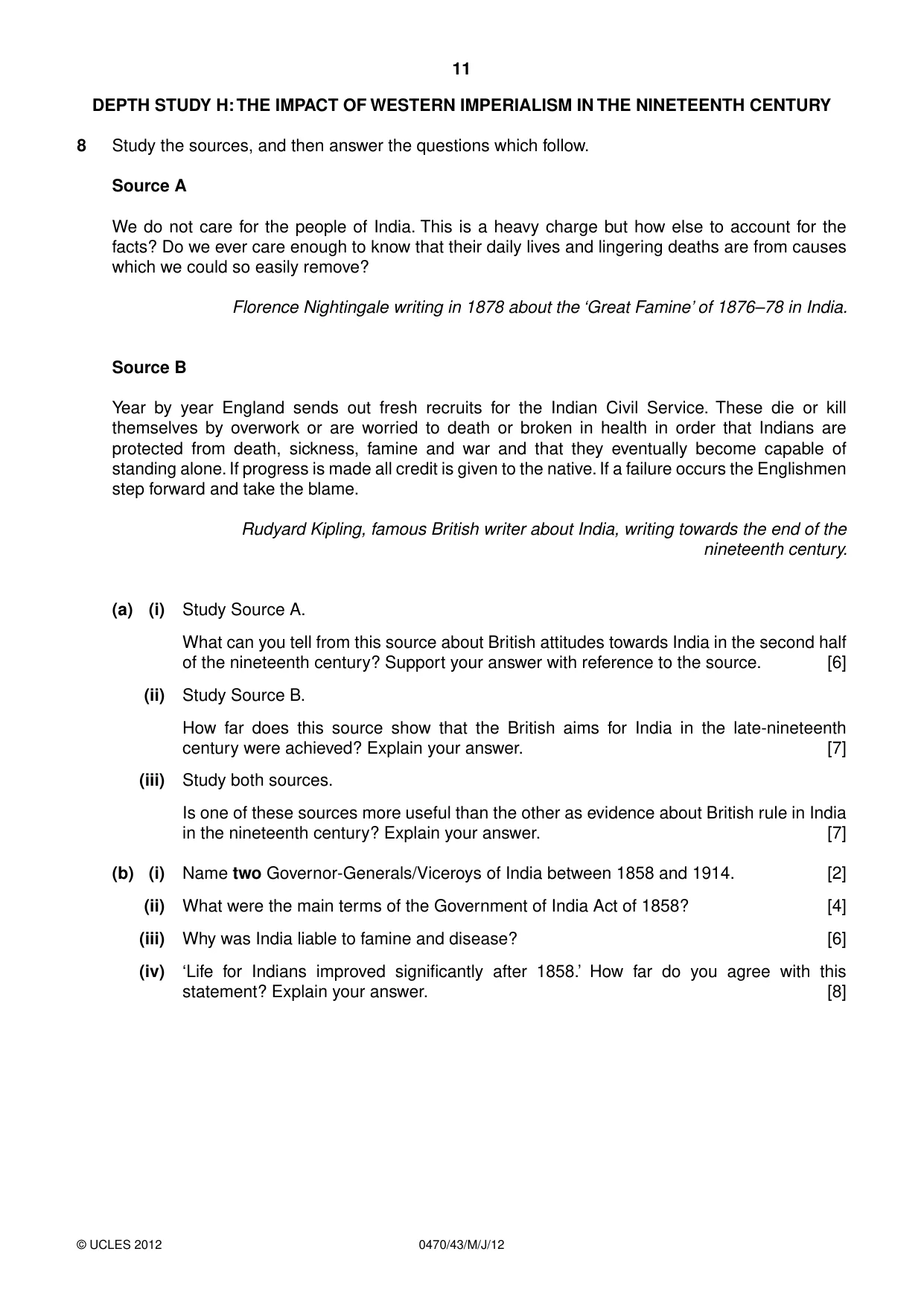 Cambridge IGCSE History 0470 2012 May/June Paper 4 · Variant 3 question paper, page 11 of 12
