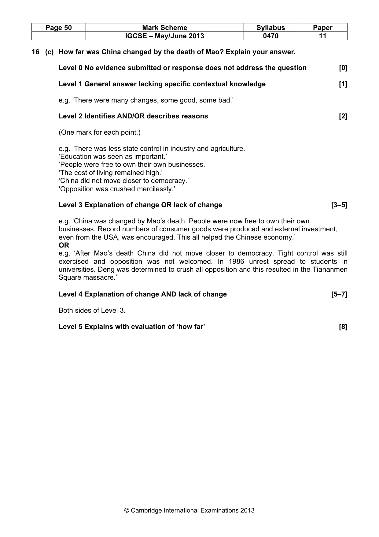 Mark scheme, page 50 of 77