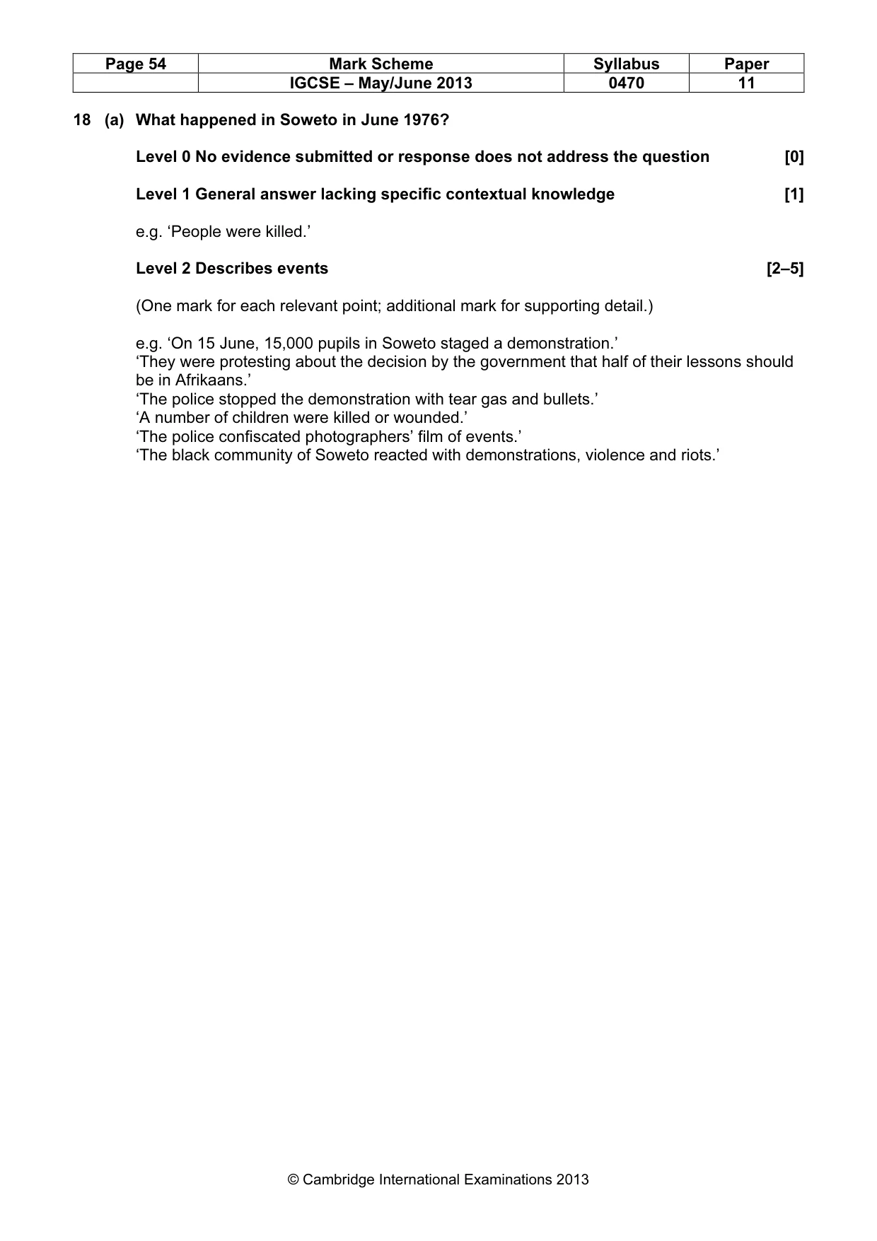 Mark scheme, page 54 of 77