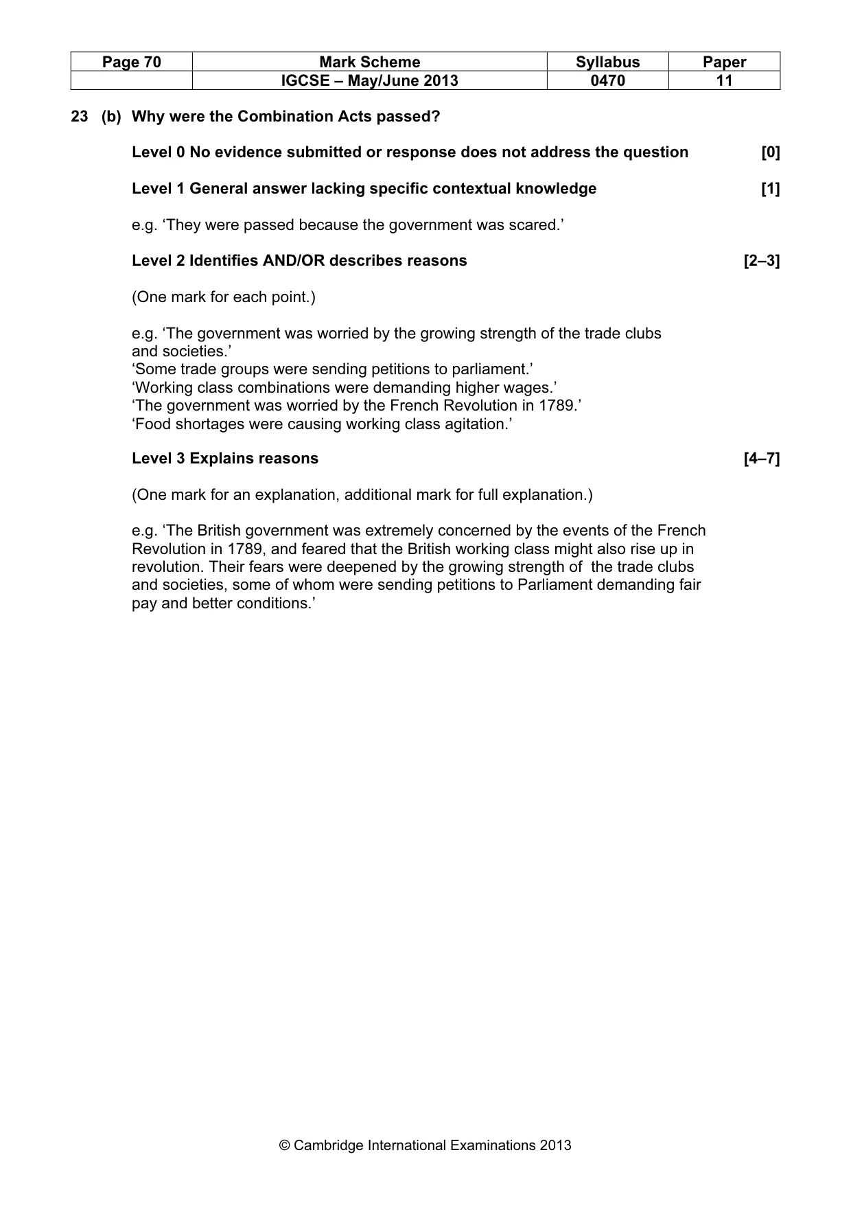 Mark scheme, page 70 of 77