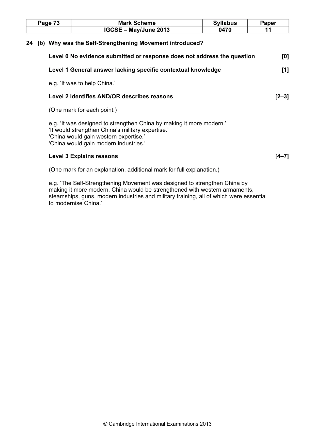Mark scheme, page 73 of 77