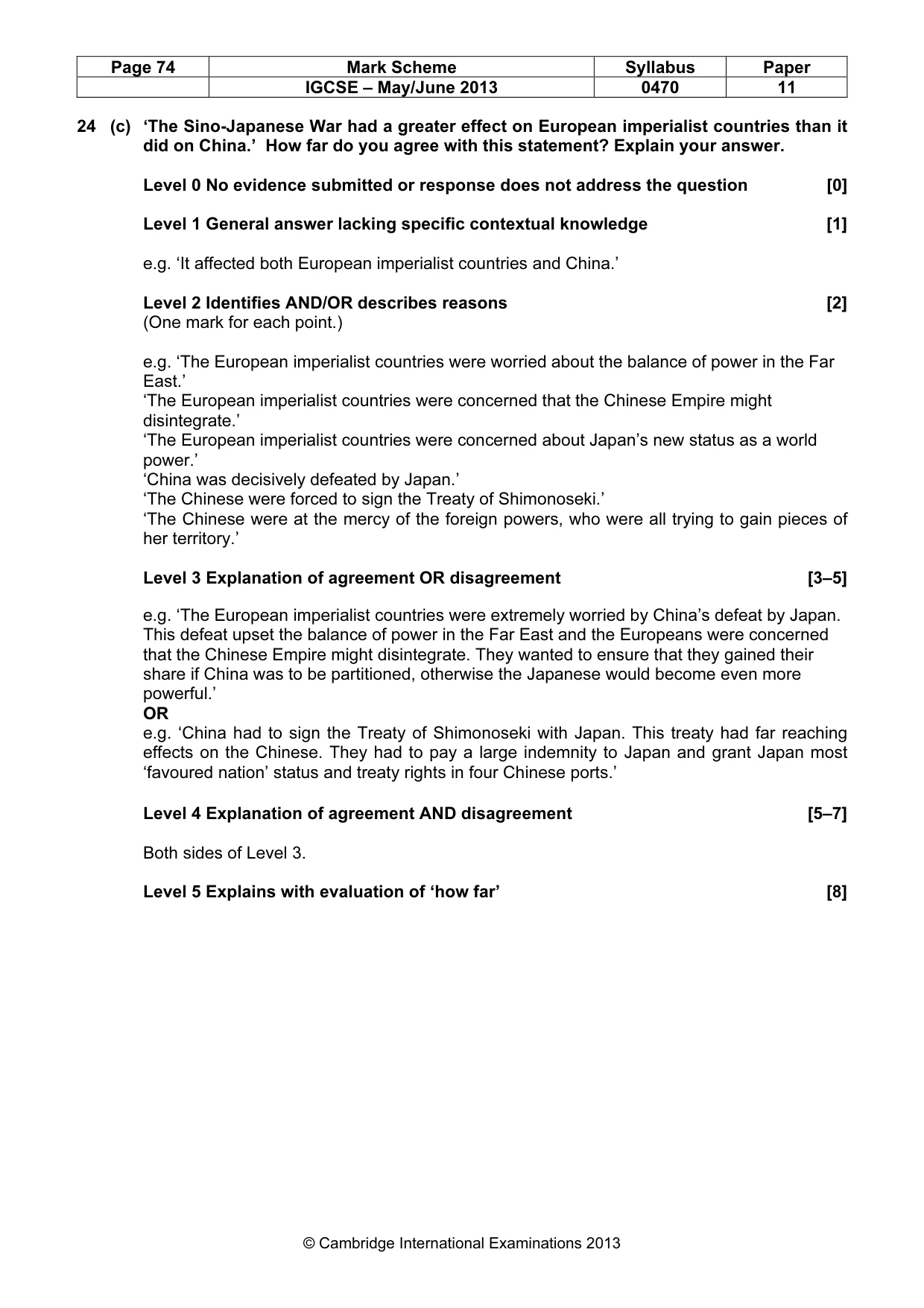 Mark scheme, page 74 of 77