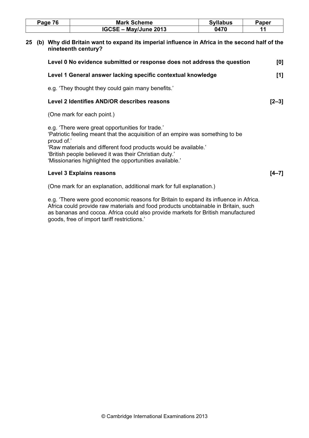 Mark scheme, page 76 of 77