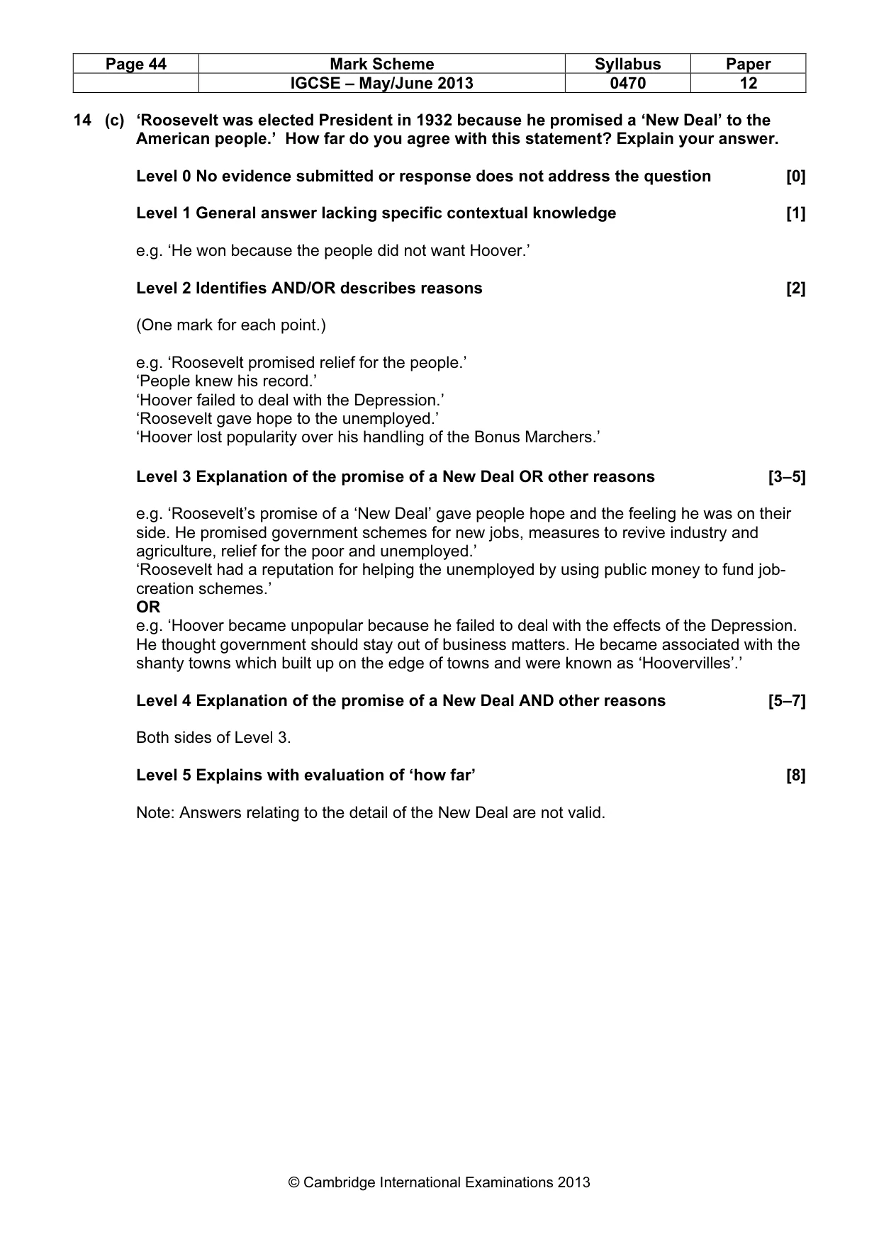 Mark scheme, page 44 of 77