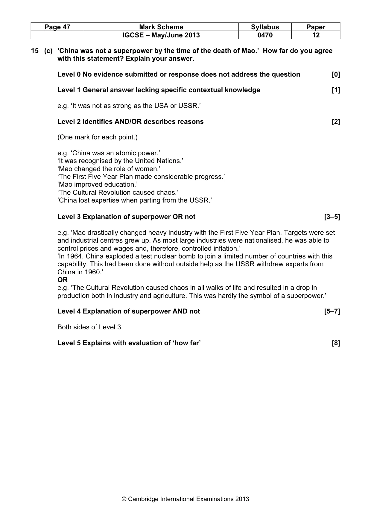 Mark scheme, page 47 of 77