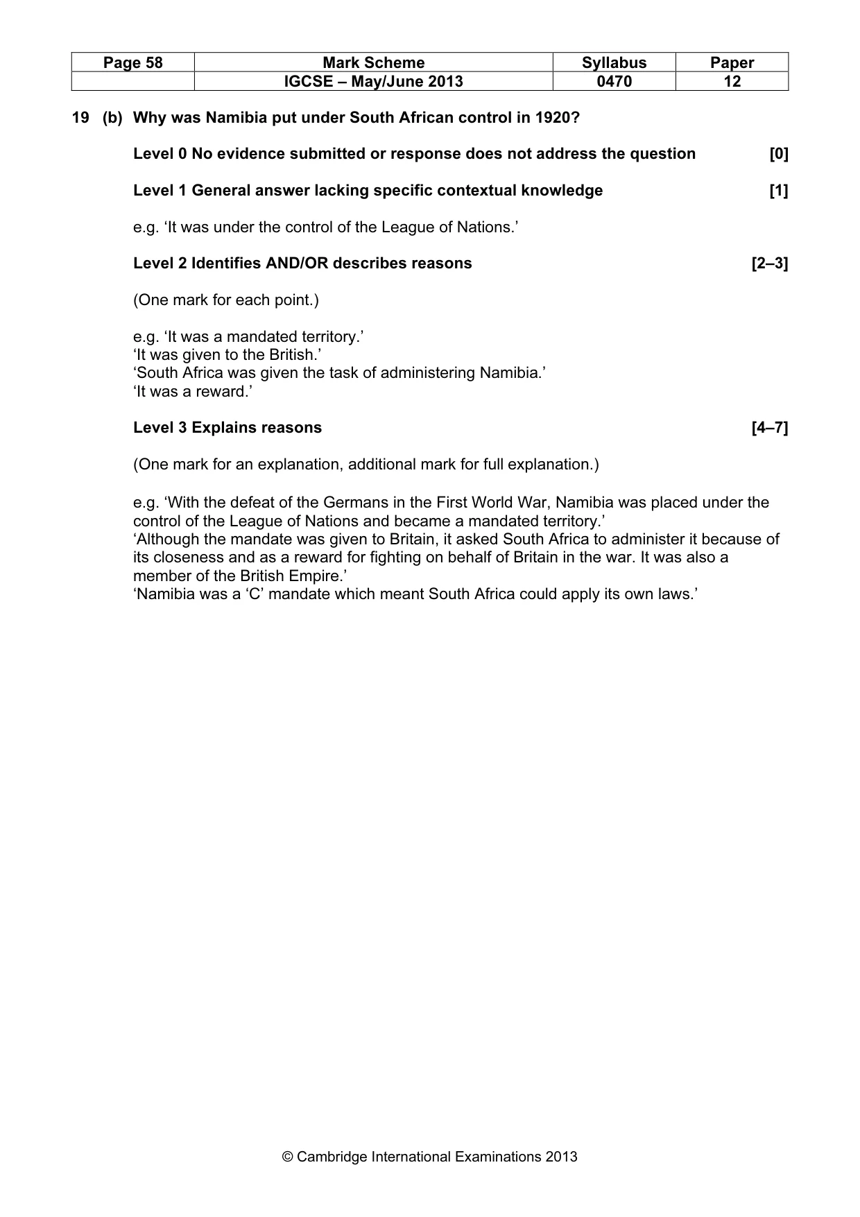 Mark scheme, page 58 of 77