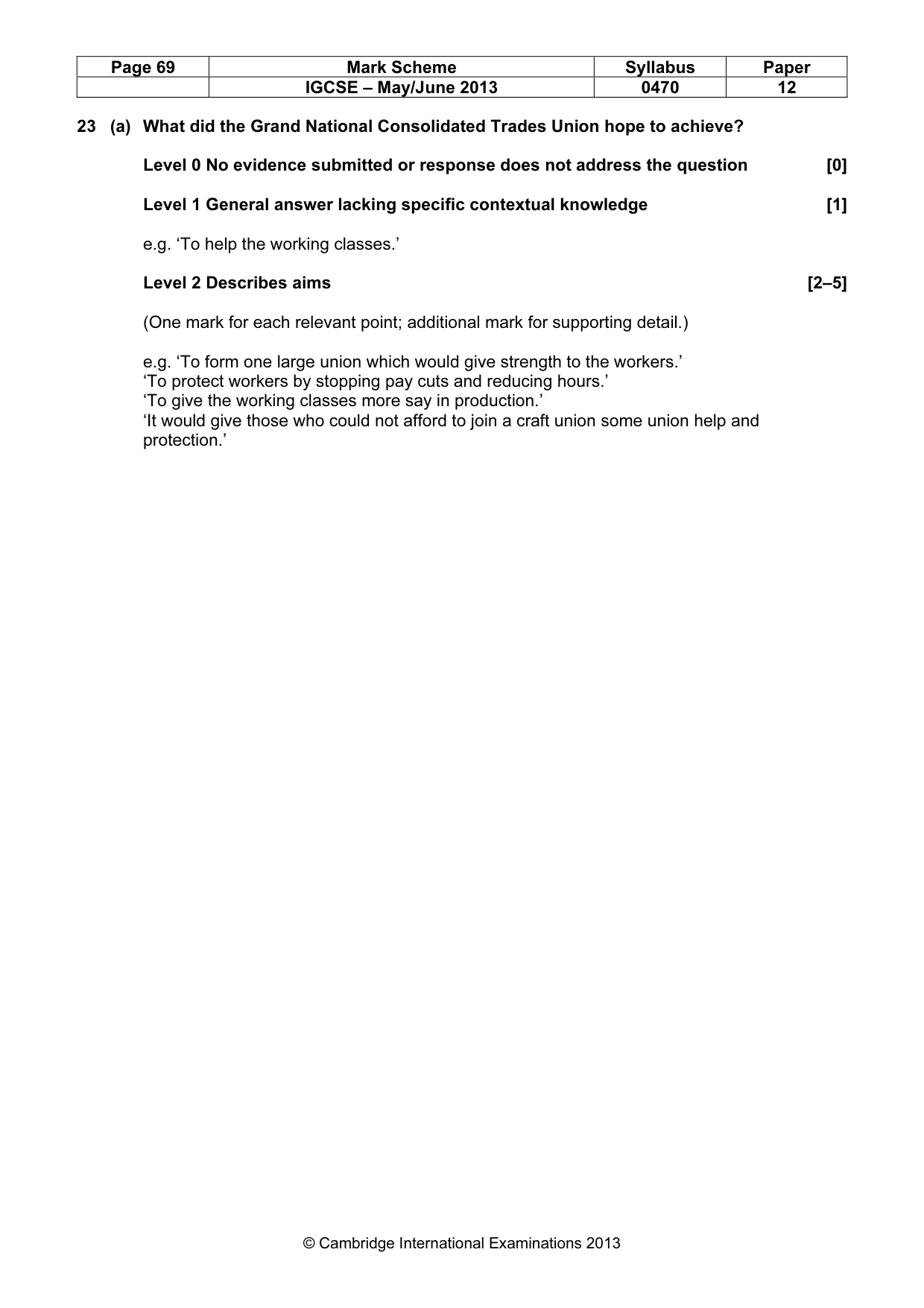 Mark scheme, page 69 of 77