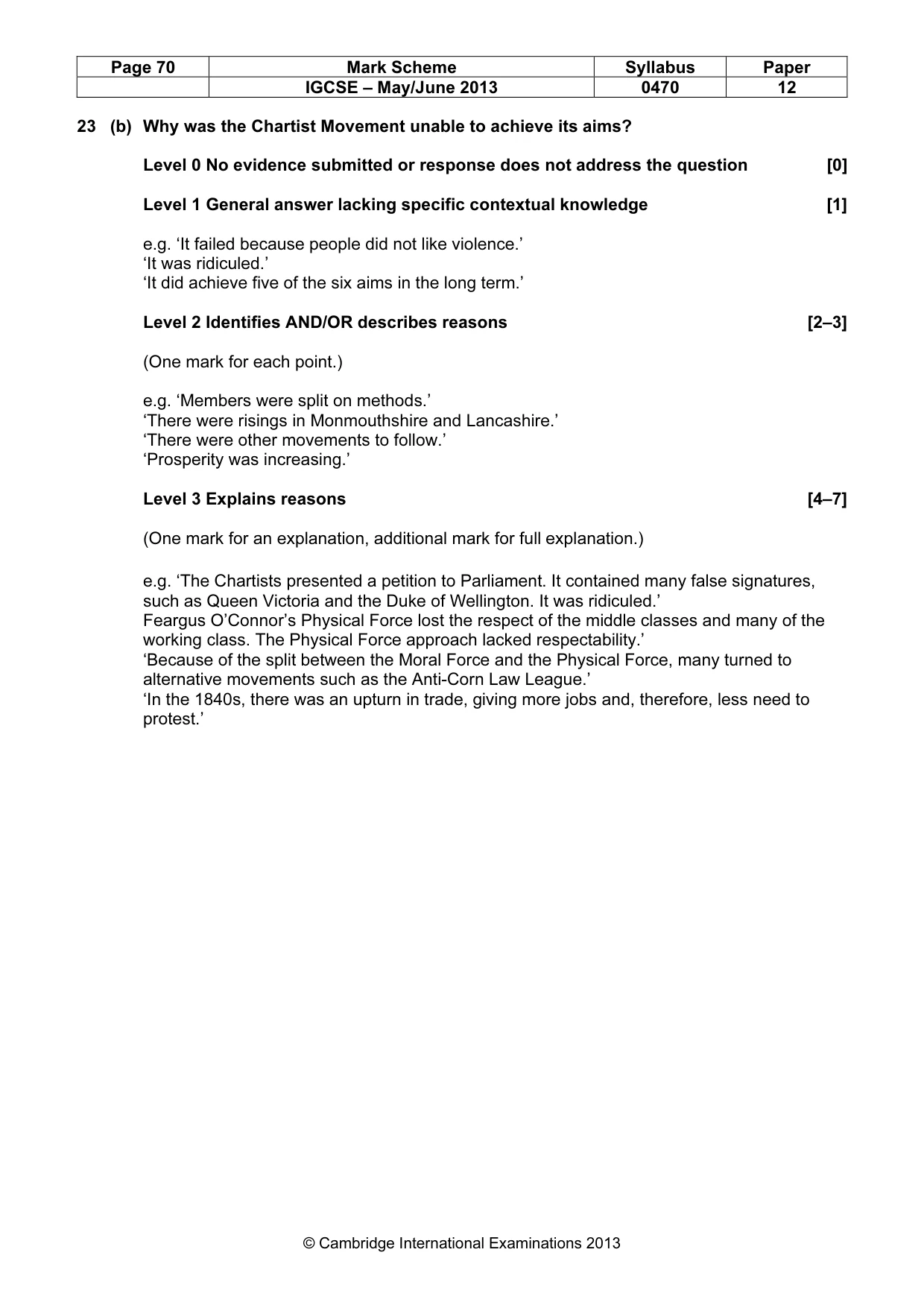 Mark scheme, page 70 of 77