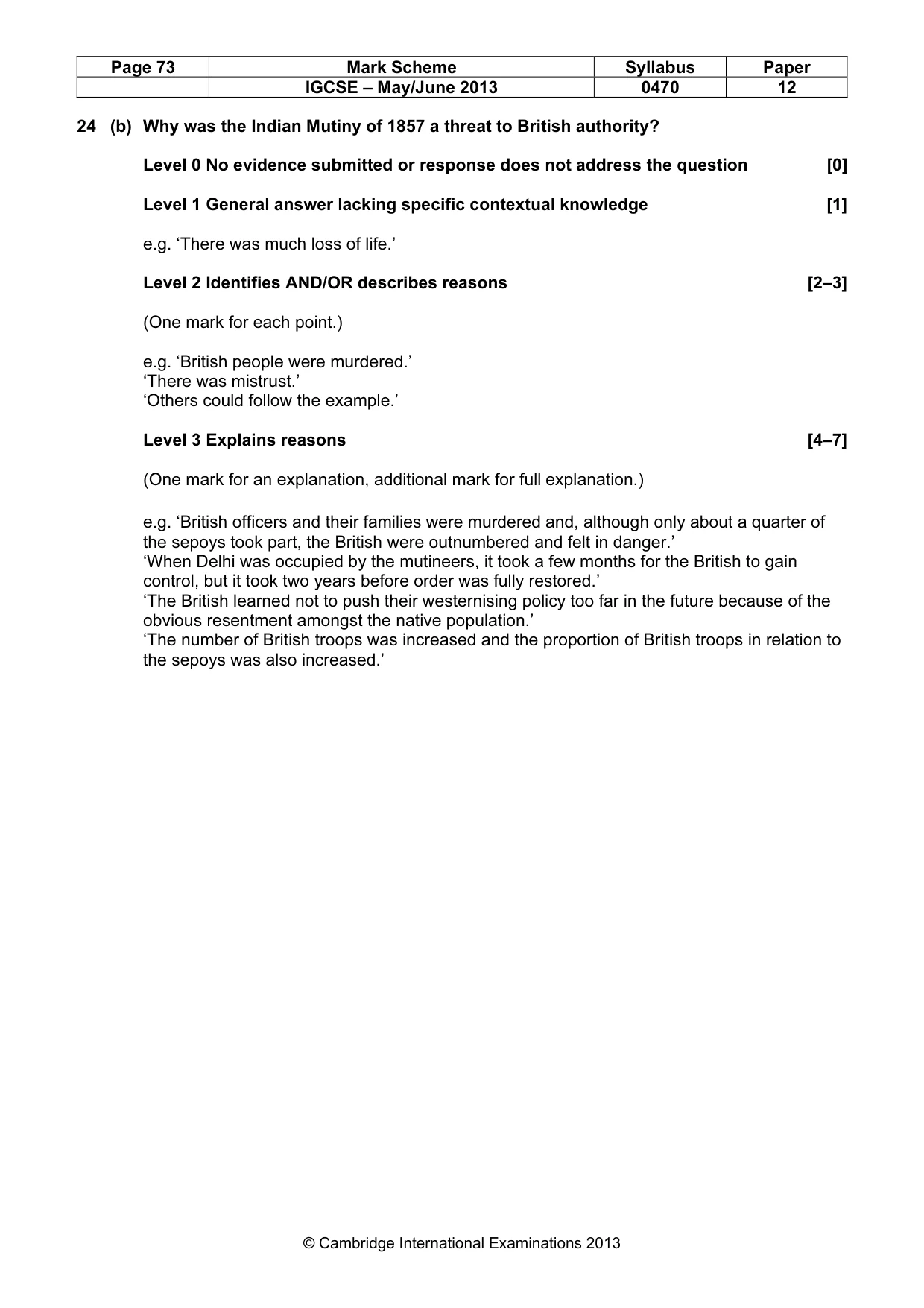 Mark scheme, page 73 of 77