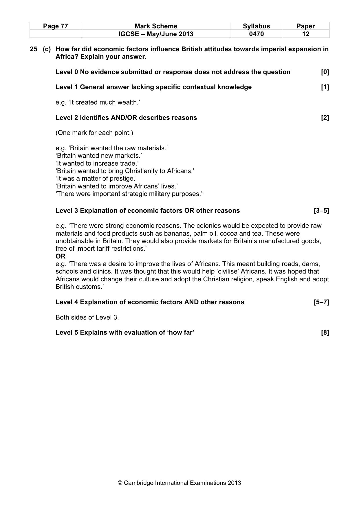 Mark scheme, page 77 of 77