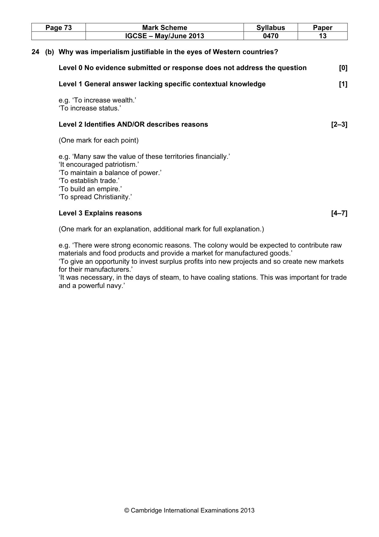Mark scheme, page 73 of 77