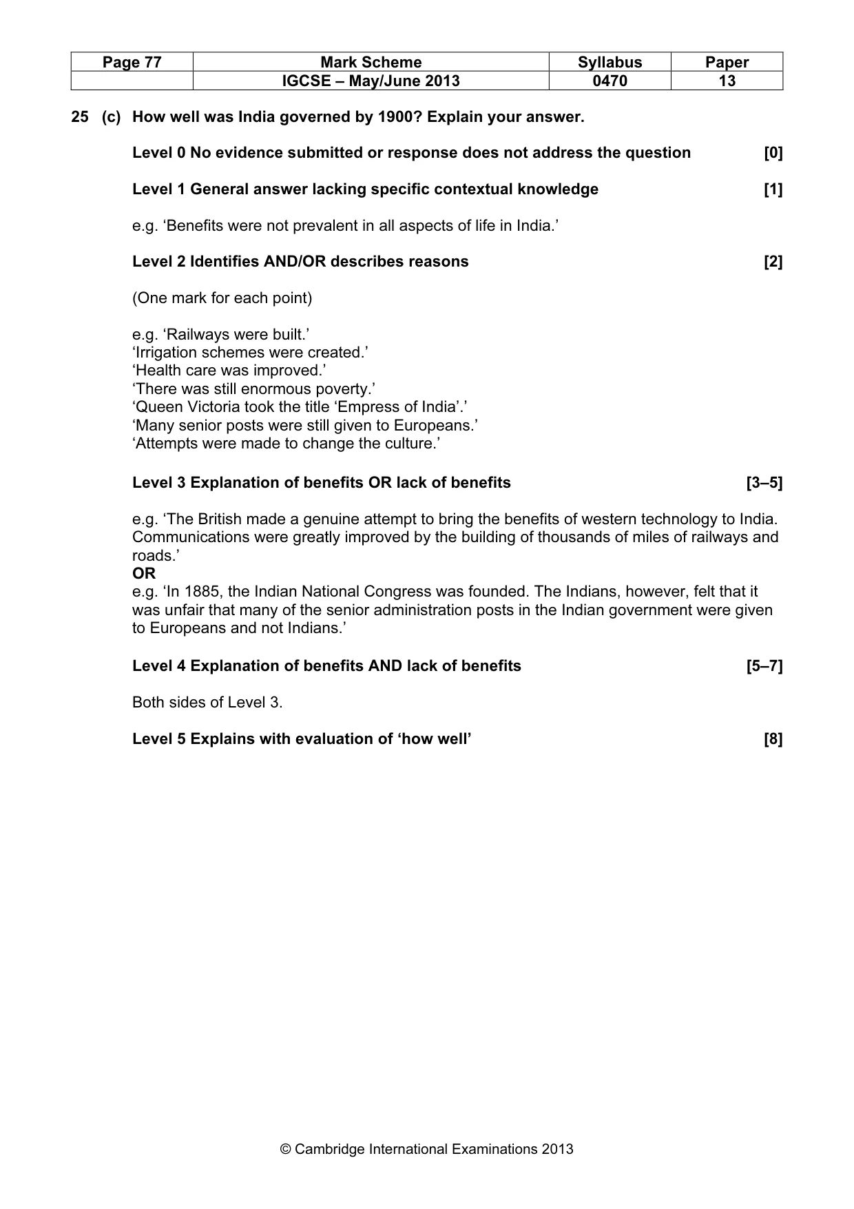 Mark scheme, page 77 of 77